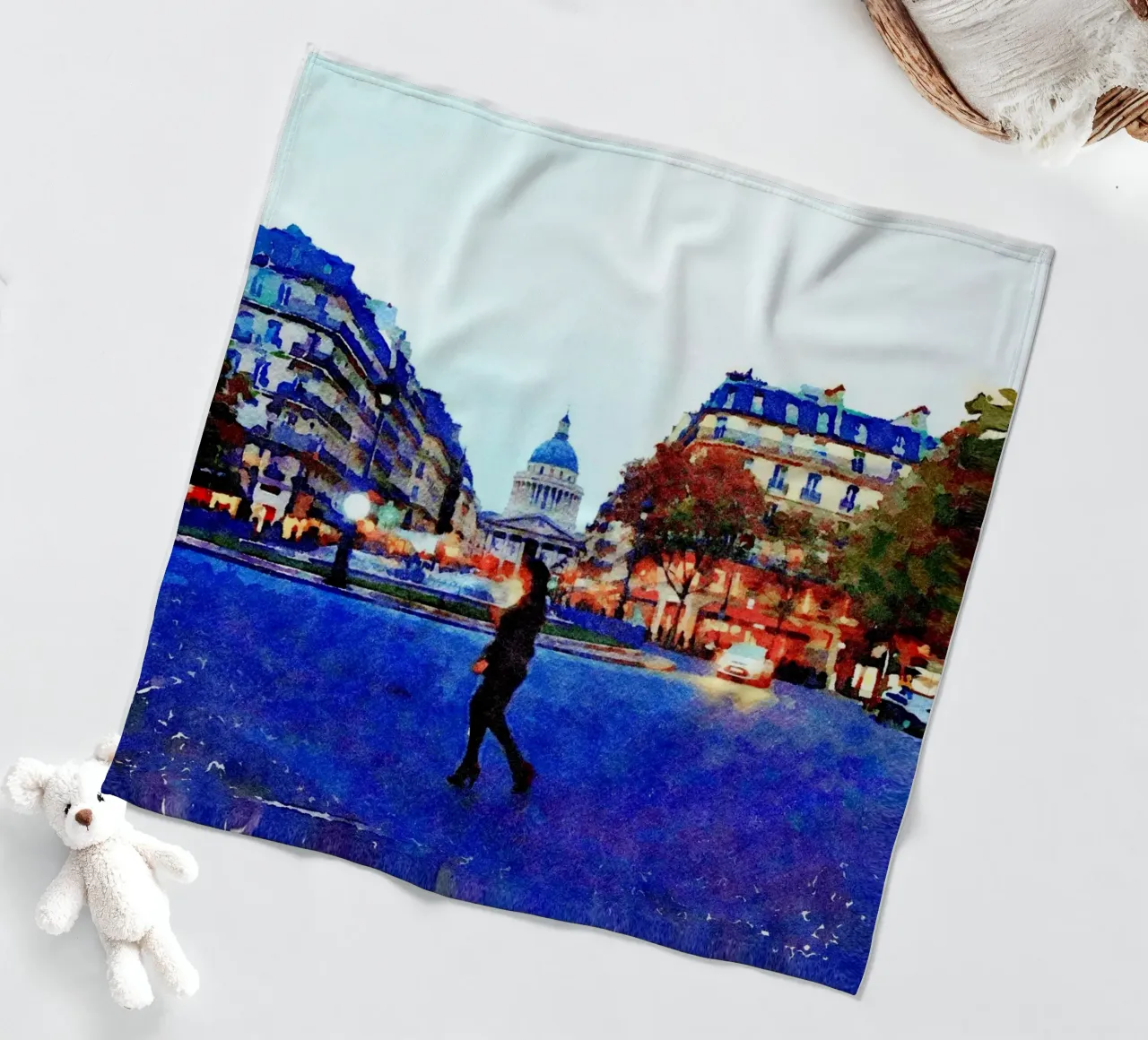 Walking in Paris fleece blanket by Massimo Frascogna