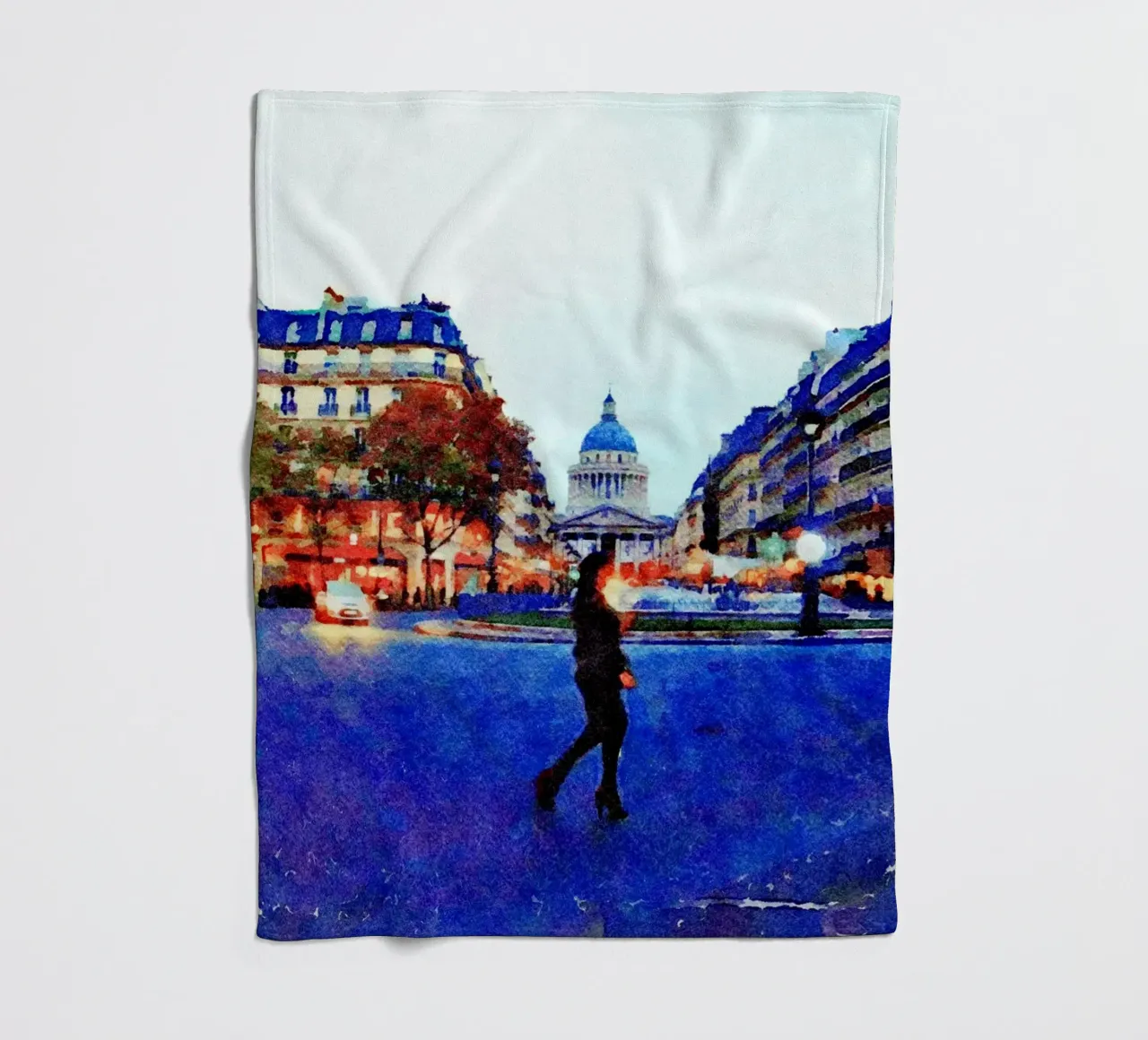 Walking in Paris fleece blanket by Massimo Frascogna