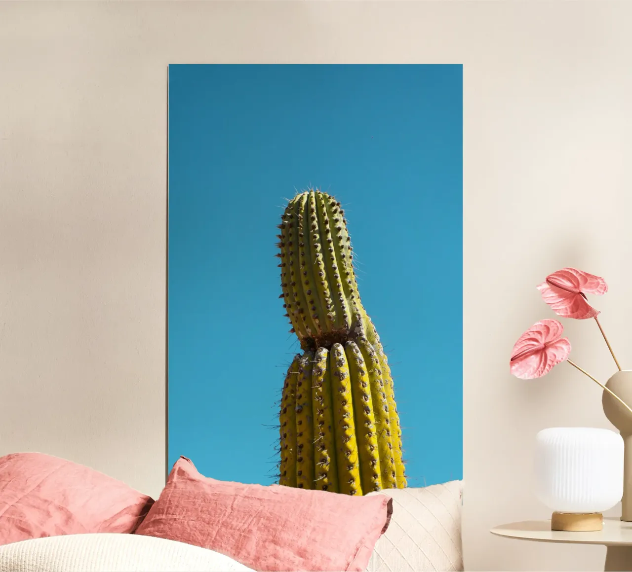 cactus del deserto poster con telaio in alluminio da Earthly Visions