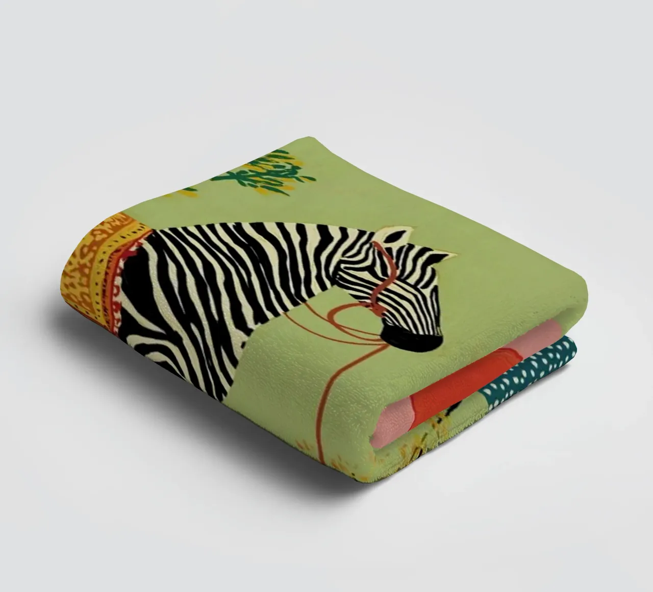 Zebra e cavallo in arte popolare - Scena di giardino mistica asciugamano da bagno da vintagepod
