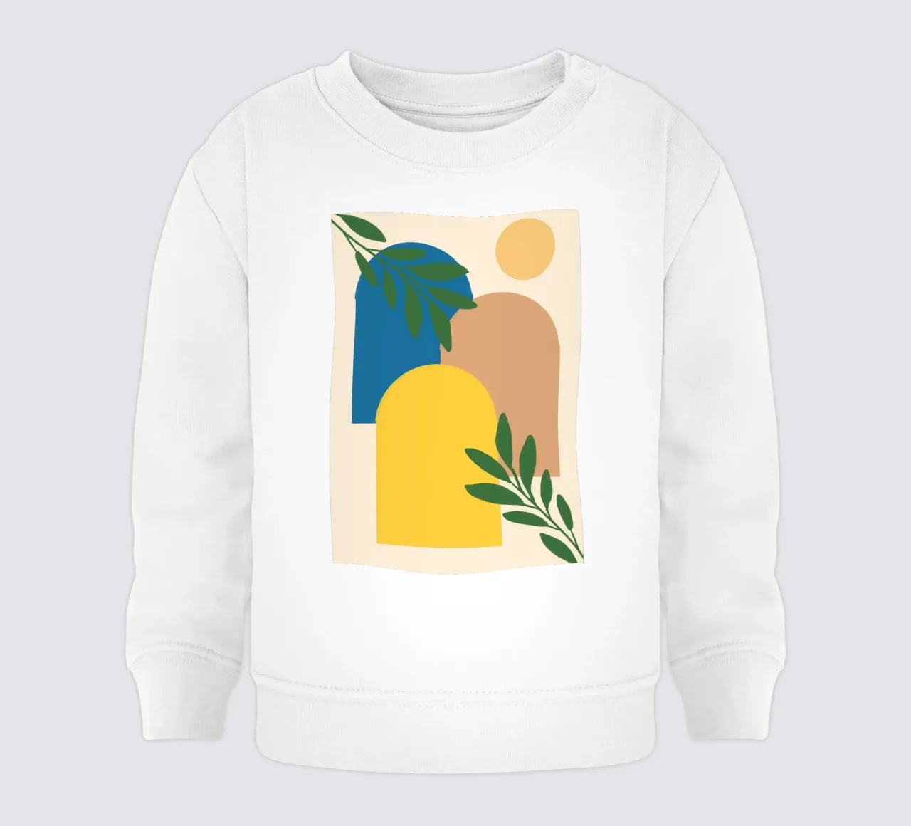 Arcos abstractos y botánicos - Boho moderno de mediados de siglo sudadera de bebé de vintagepod