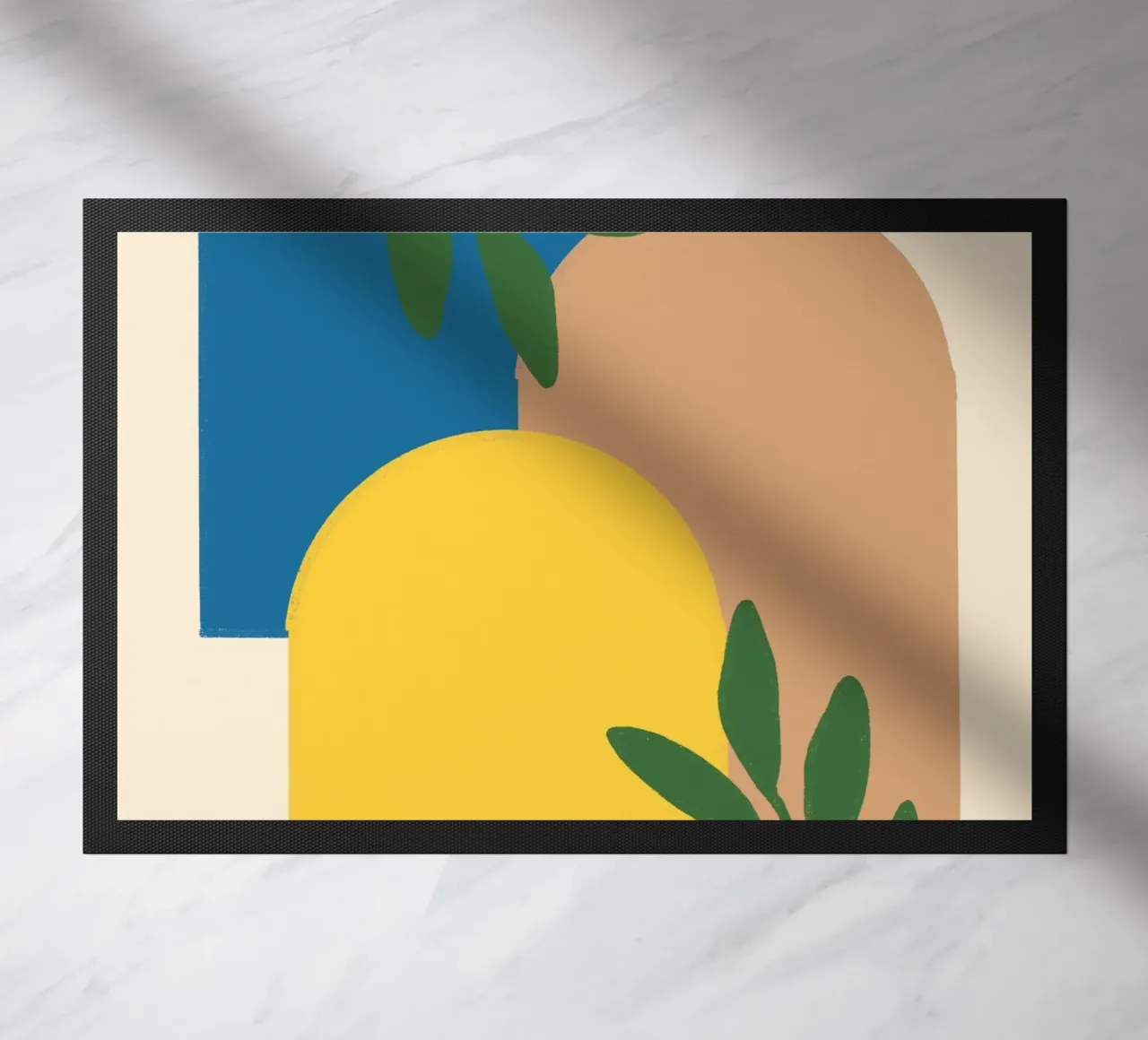 Arcos abstractos y botánicos - Boho moderno de mediados de siglo felpudo de vintagepod