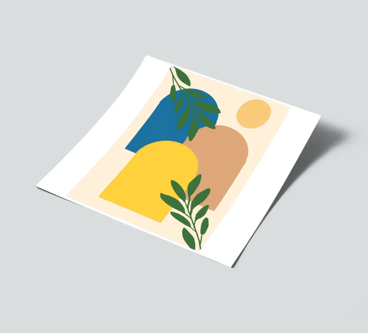 Archi astratti e piante botaniche - Boho moderno di metà secolo foglio adesivo da vintagepod