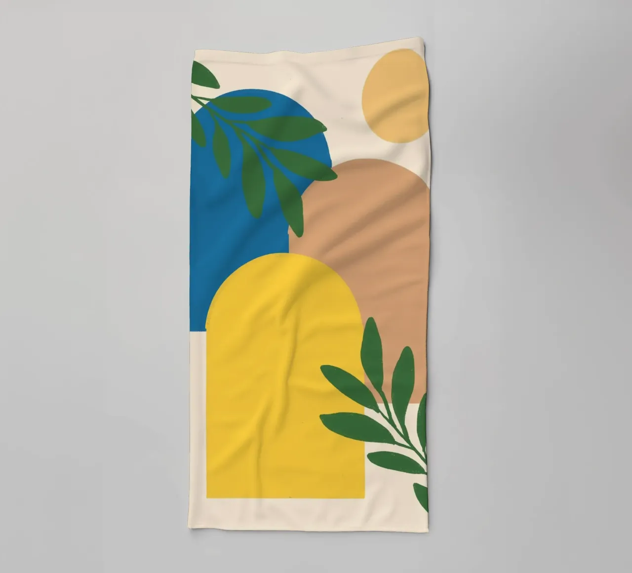Arcos abstractos y botánicos - Boho moderno de mediados de siglo toalla de baño de vintagepod