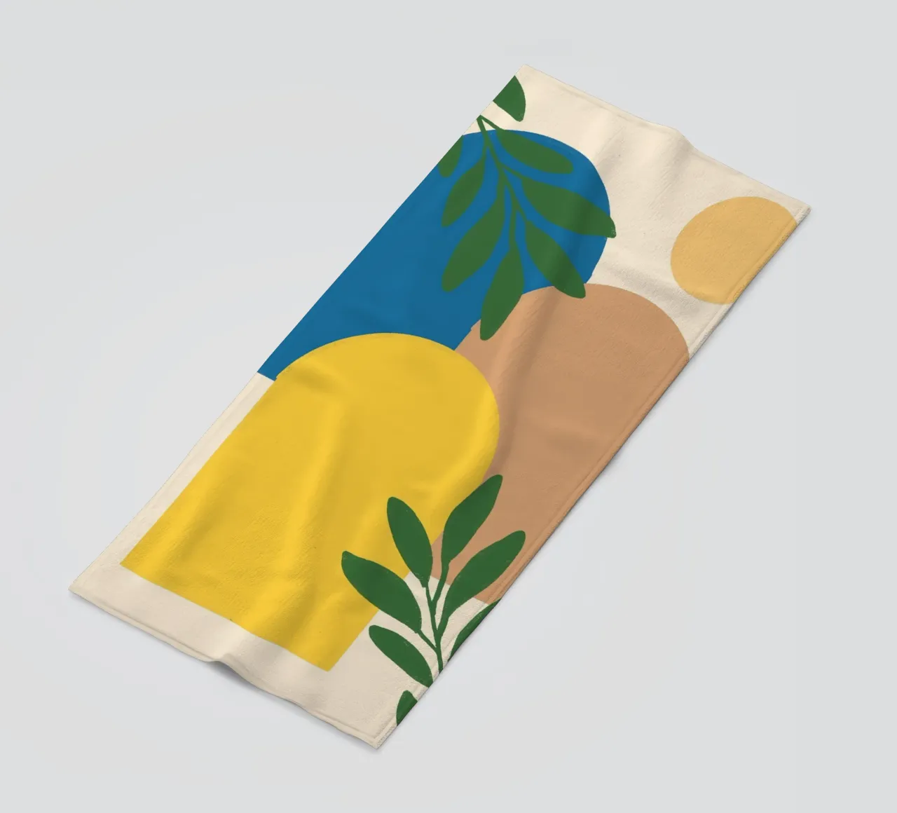 Archi astratti e piante botaniche - Boho moderno di metà secolo telo mare da vintagepod