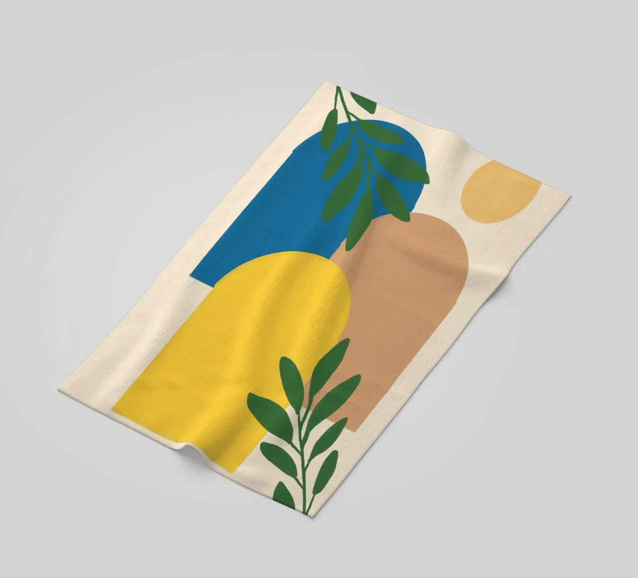 Archi astratti e piante botaniche - Boho moderno di metà secolo telo mare da vintagepod