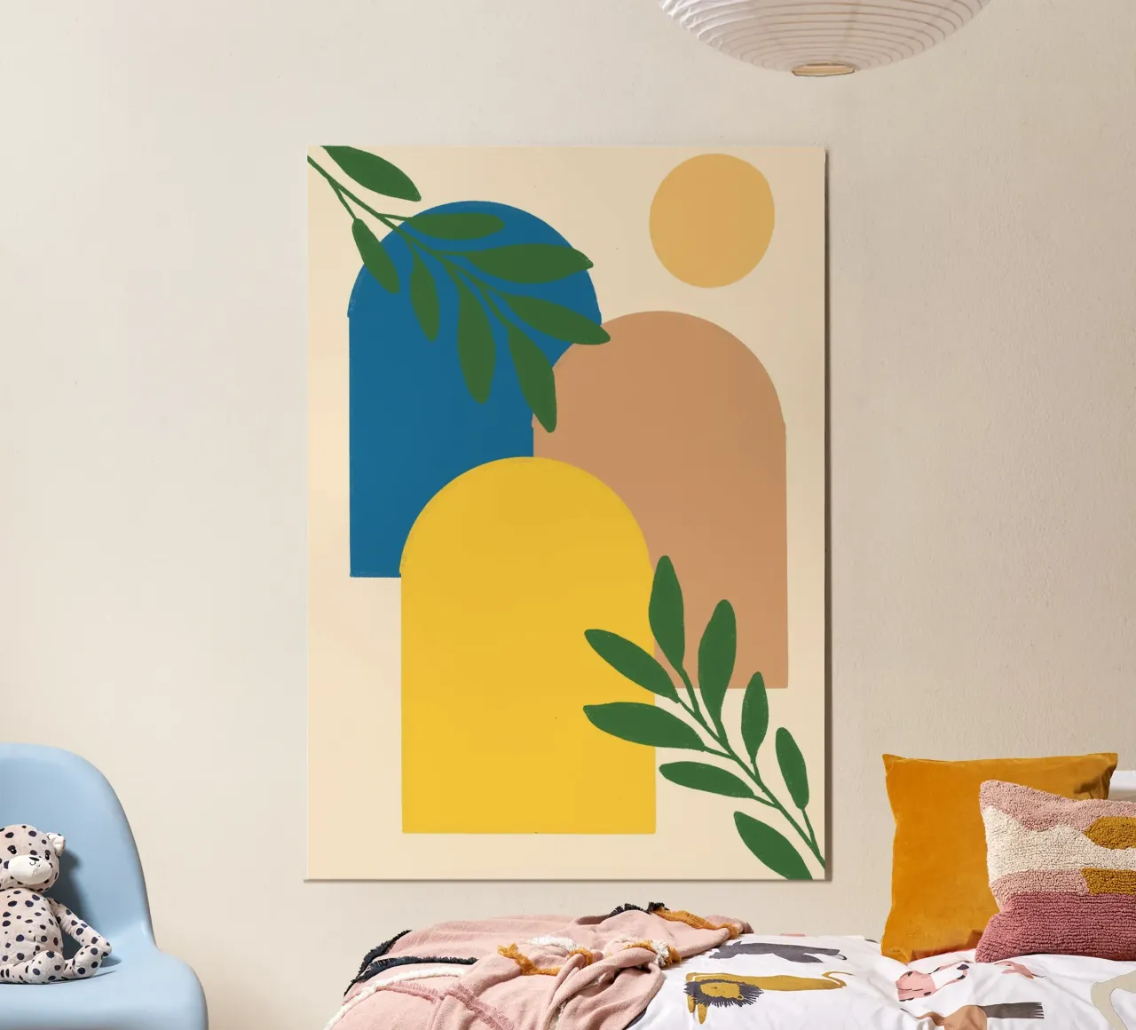 Arcos abstractos y botánicos - Boho moderno de mediados de siglo aluminio dibond de vintagepod