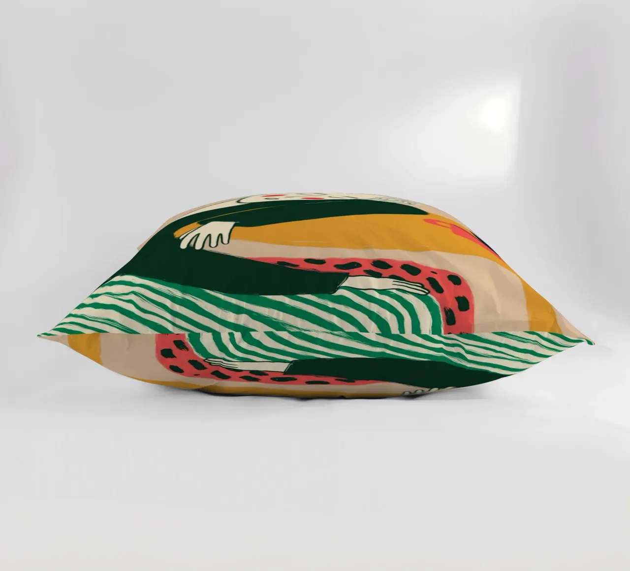 Boho vrouw rustend - Café Comfort Art Print kussen van vintagepod