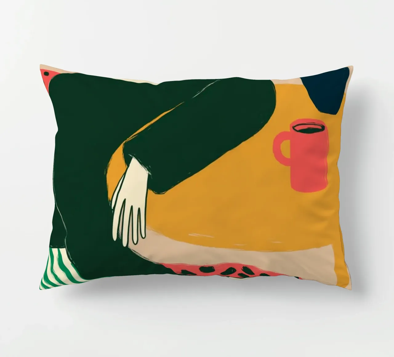 Boho vrouw rustend - Café Comfort Art Print kussen van vintagepod