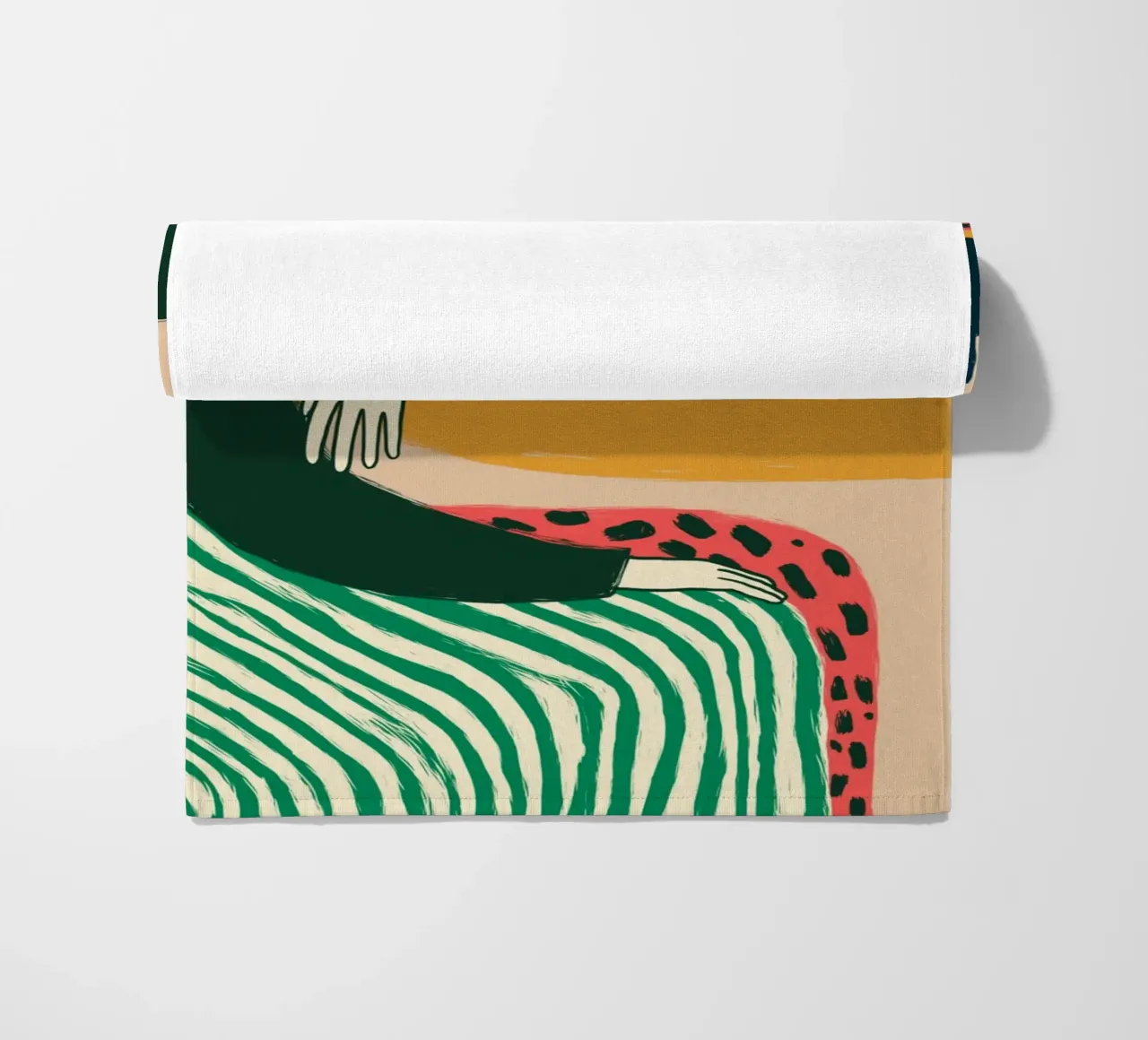 Boho vrouw rustend - Café Comfort Art Print strandhanddoek van vintagepod