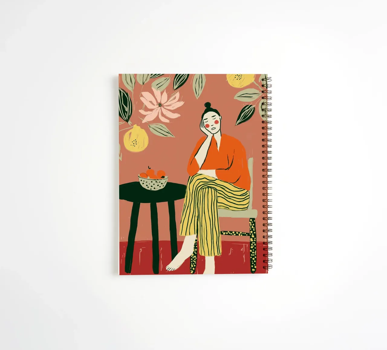 Boho Woman Resting - Interior Botanical Scene spiral notebook by vintagepod