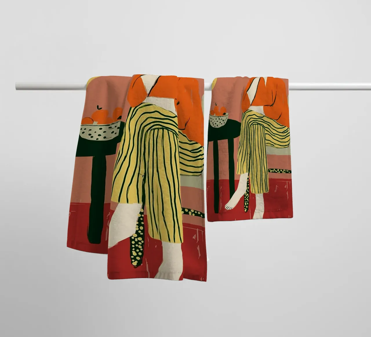 Boho vrouw rustend - Interieur botanische scène badhanddoek van vintagepod