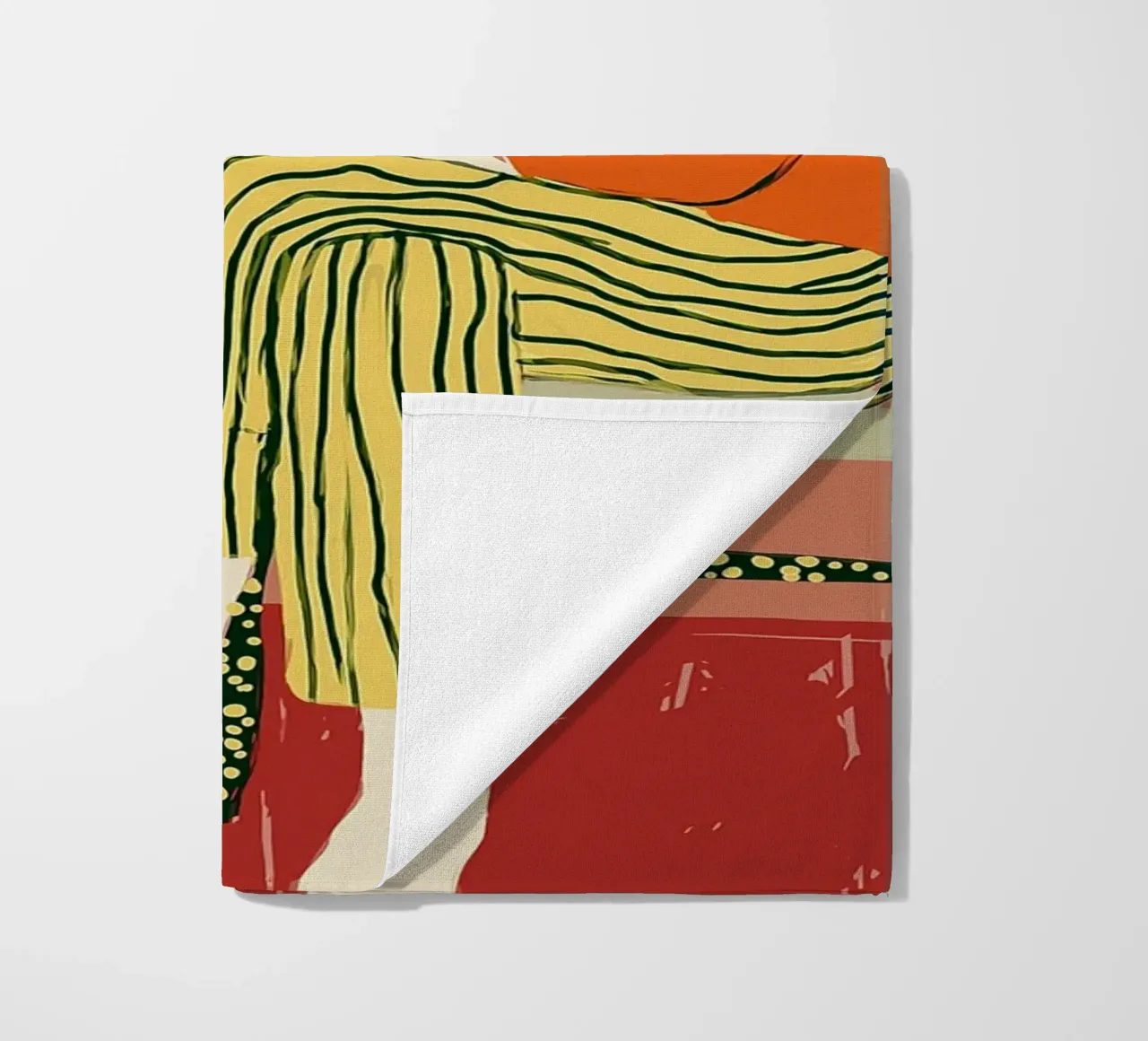 Boho vrouw rustend - Interieur botanische scène strandhanddoek van vintagepod