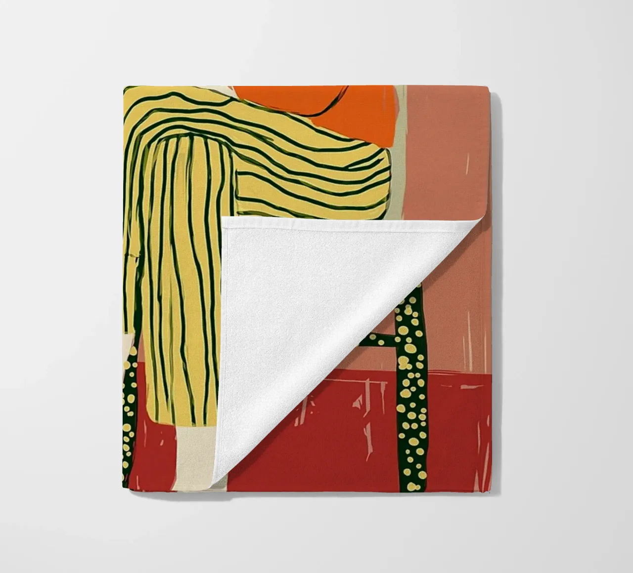 Boho vrouw rustend - Interieur botanische scène strandhanddoek van vintagepod