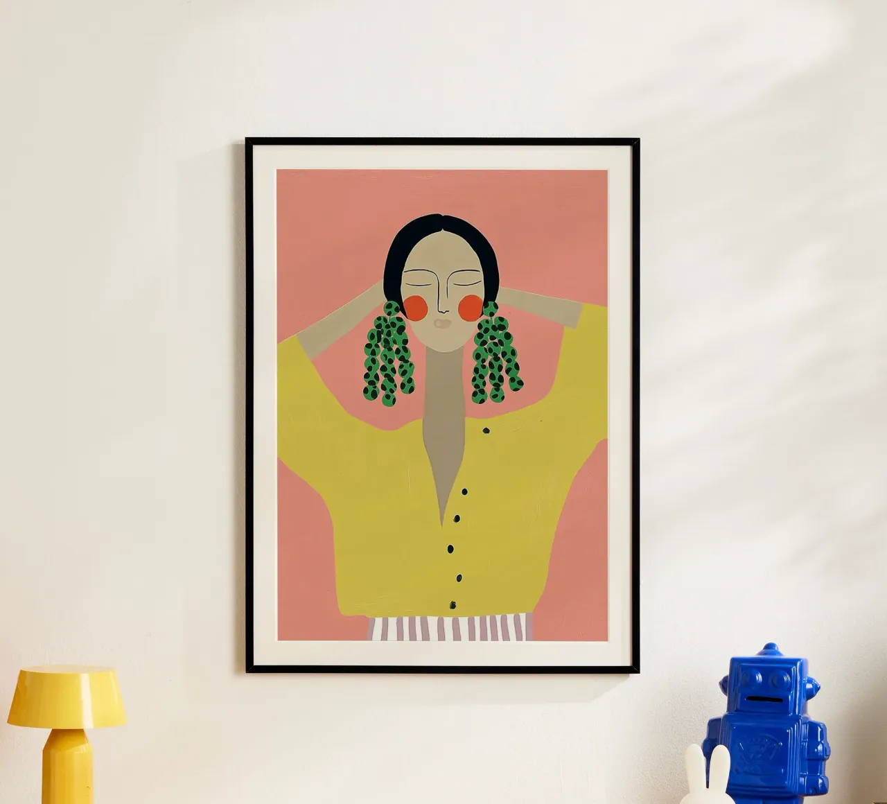 Gewaagde abstracte vrouw - Statement oorbellen Art Print poster van vintagepod