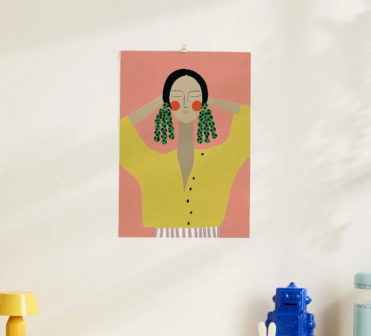 Gewaagde abstracte vrouw - Statement oorbellen Art Print poster van vintagepod