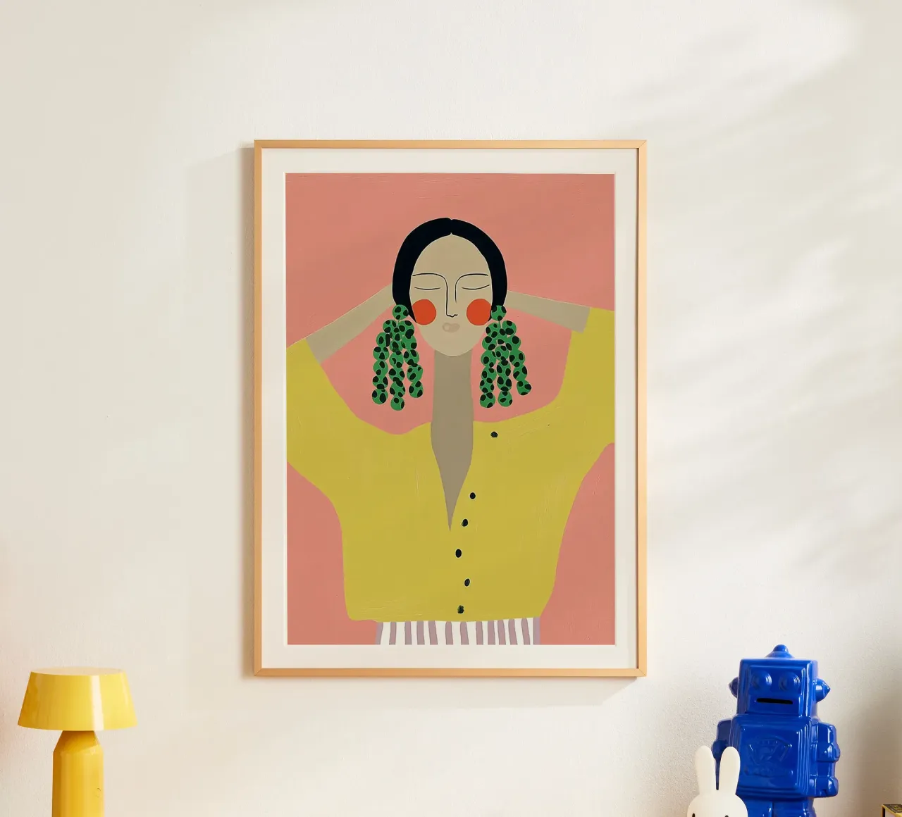 Gewaagde abstracte vrouw - Statement oorbellen Art Print poster van vintagepod
