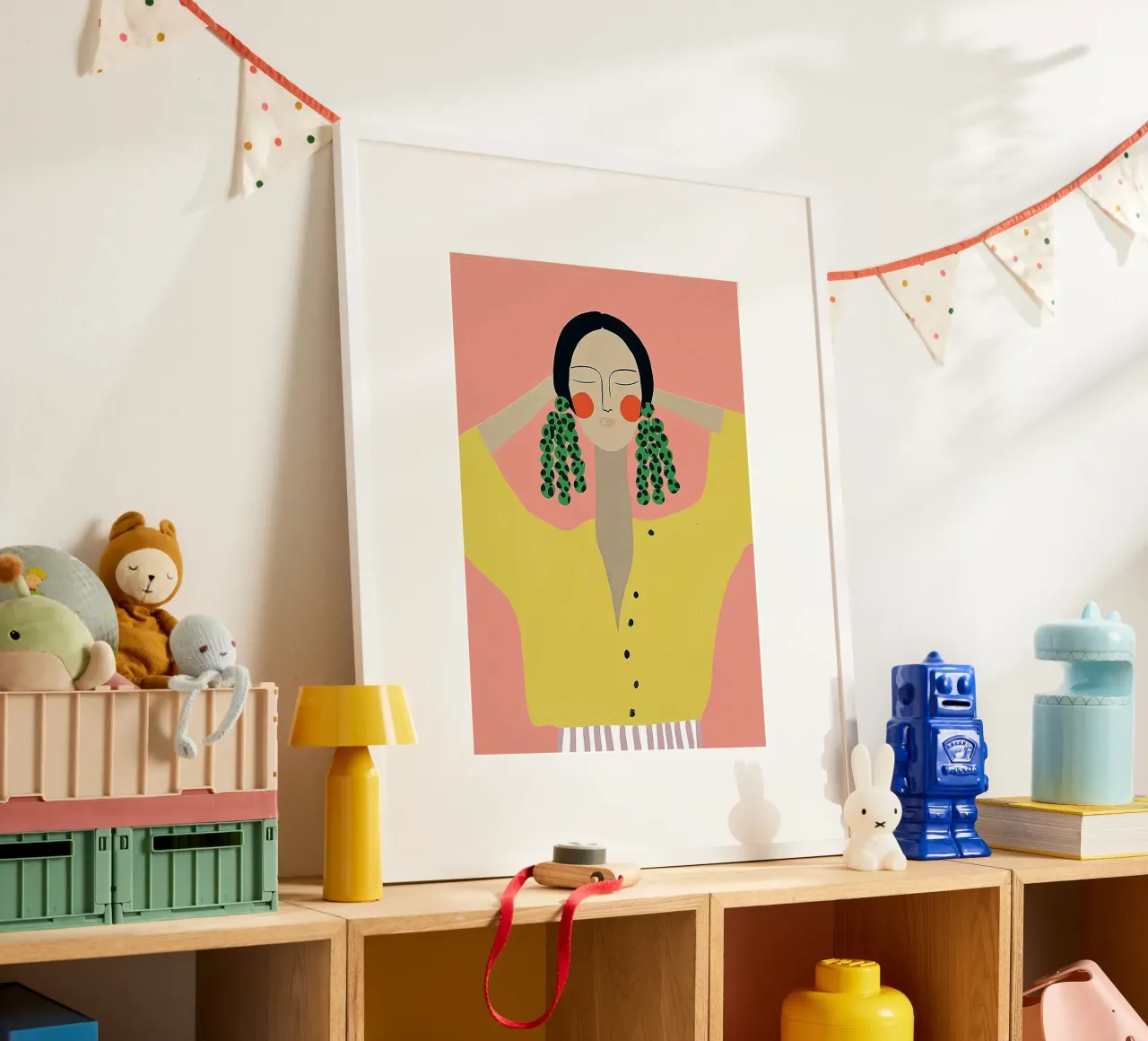 Gewaagde abstracte vrouw - Statement oorbellen Art Print poster van vintagepod