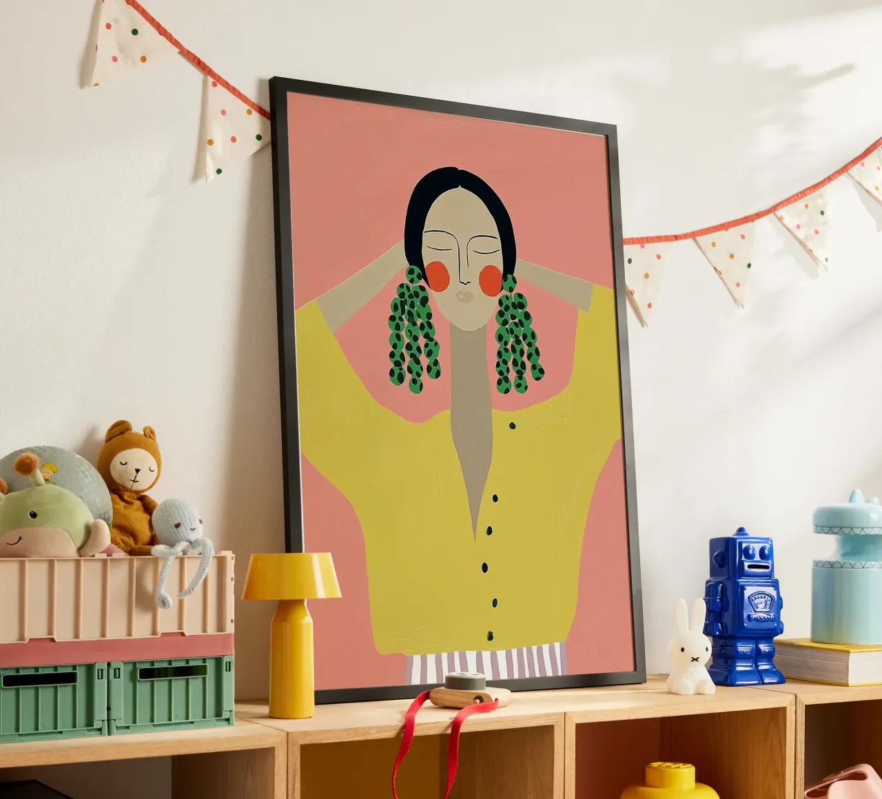 Gewaagde abstracte vrouw - Statement oorbellen Art Print poster van vintagepod