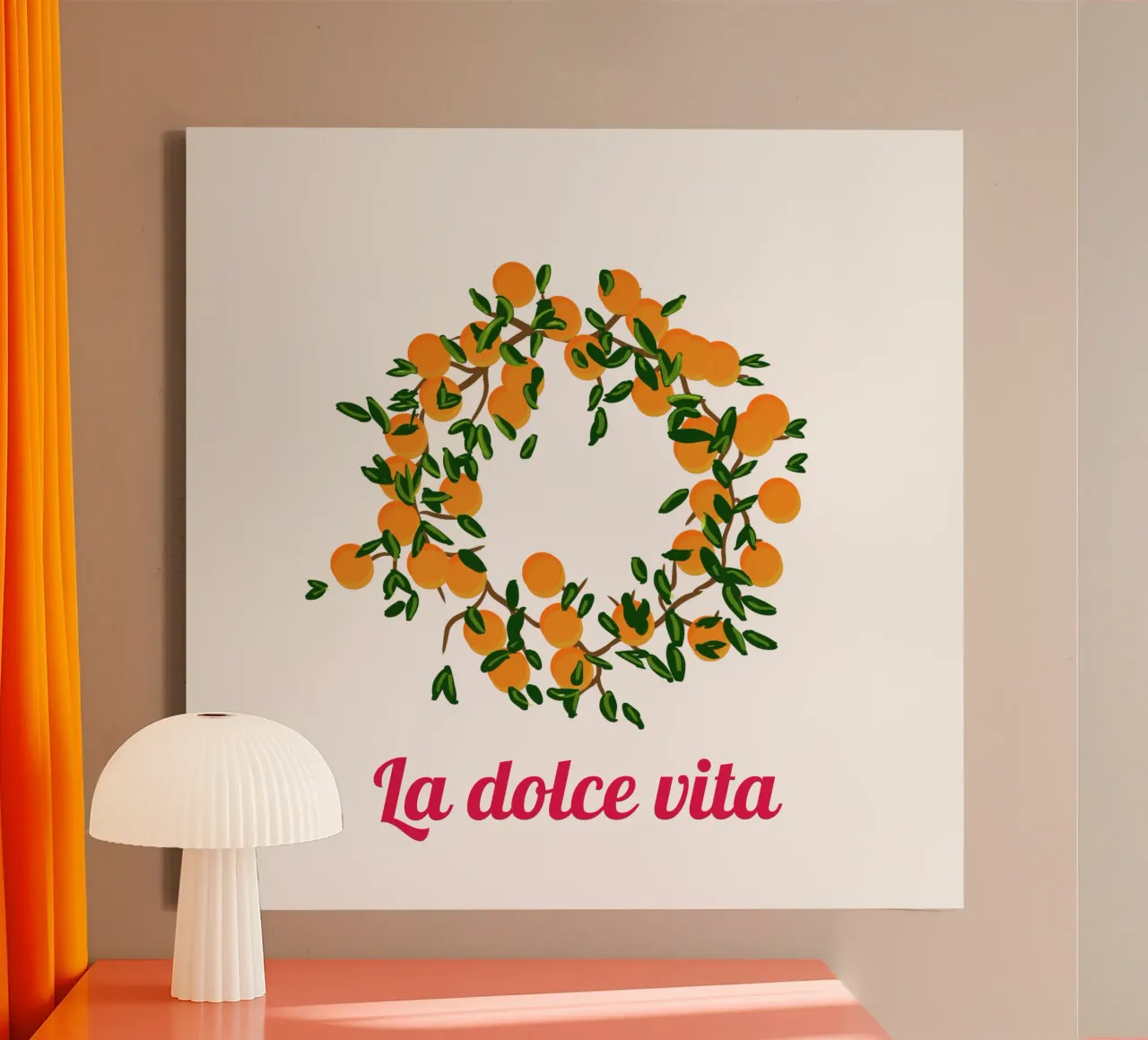 Ghirlanda arancione tela con Cornice a cassetta da Nica Colorie