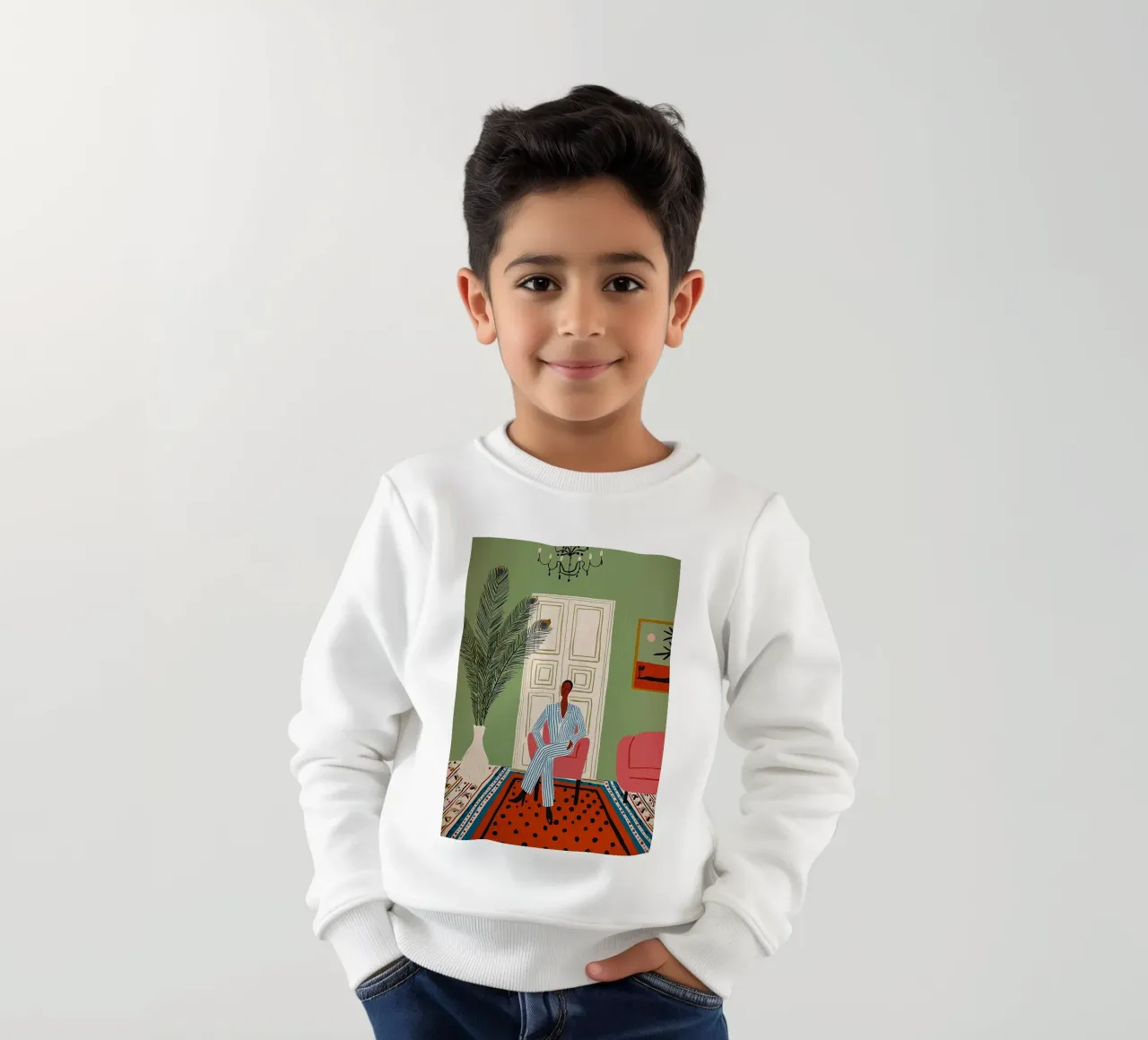 Donna chic in abito a righe - Interni di metà secolo felpa bambino da vintagepod