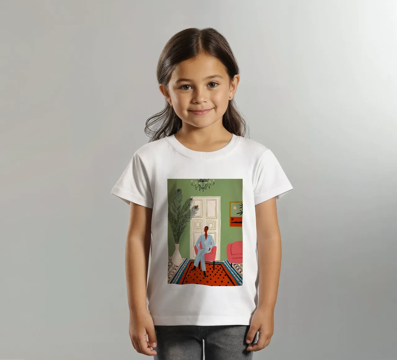 Donna chic in abito a righe - Interni di metà secolo t-shirt bambini da vintagepod