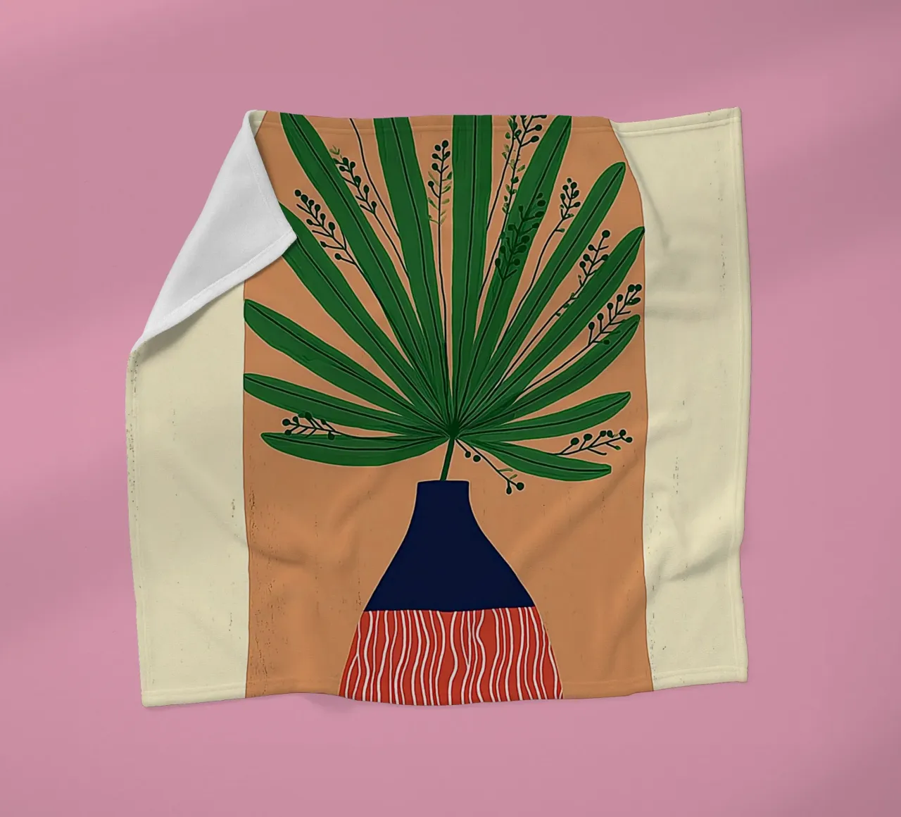 Abstracte waaierpalmvaas - Archway Botanical Art fleecedeken van vintagepod