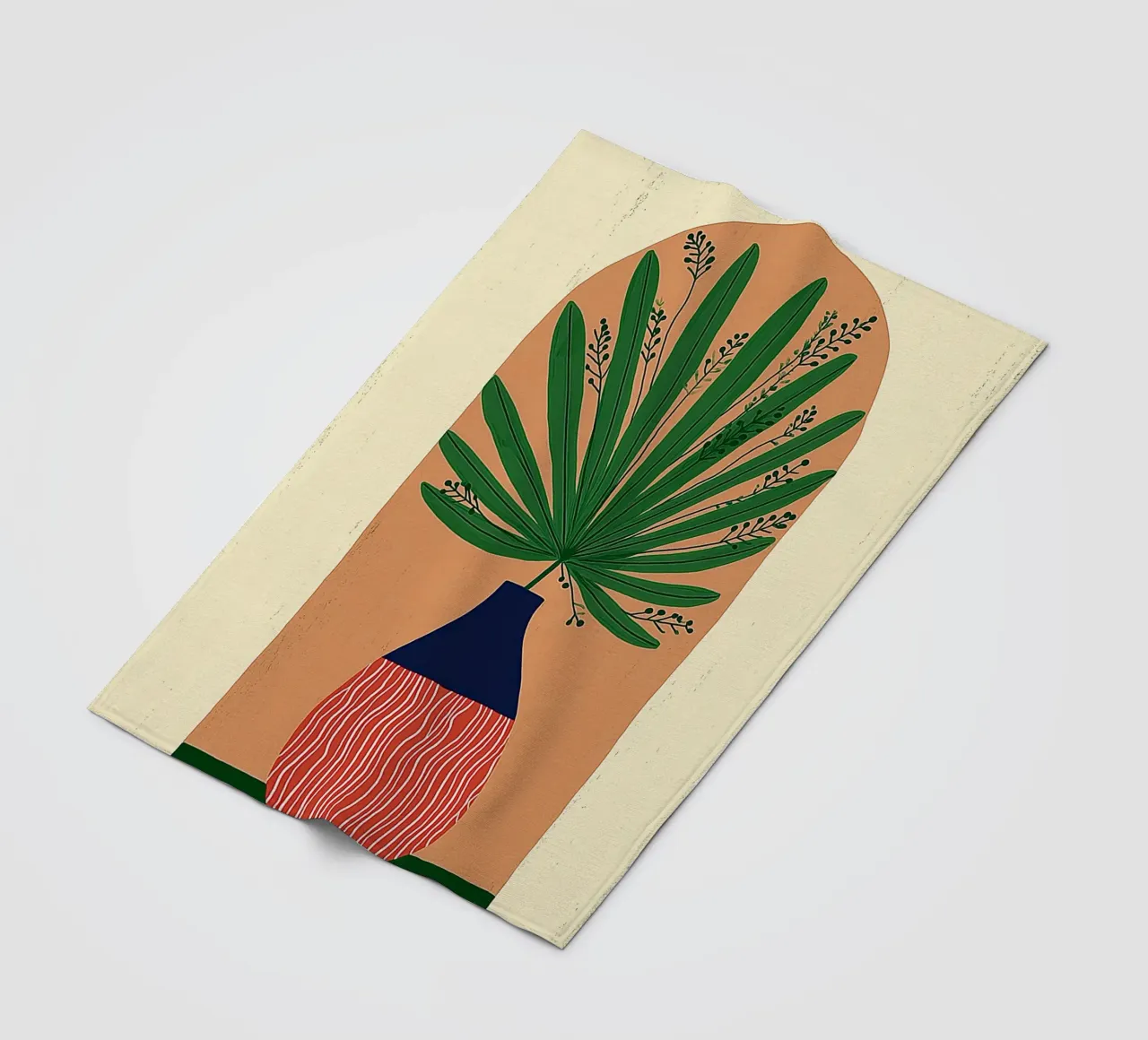 Abstracte waaierpalmvaas - Archway Botanical Art fleecedeken van vintagepod