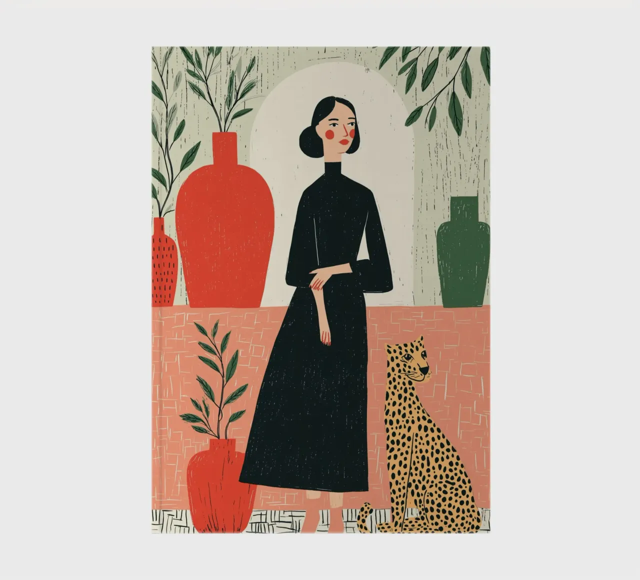 Donna chic e leopardo - Ritratto botanico d'interni diario da vintagepod
