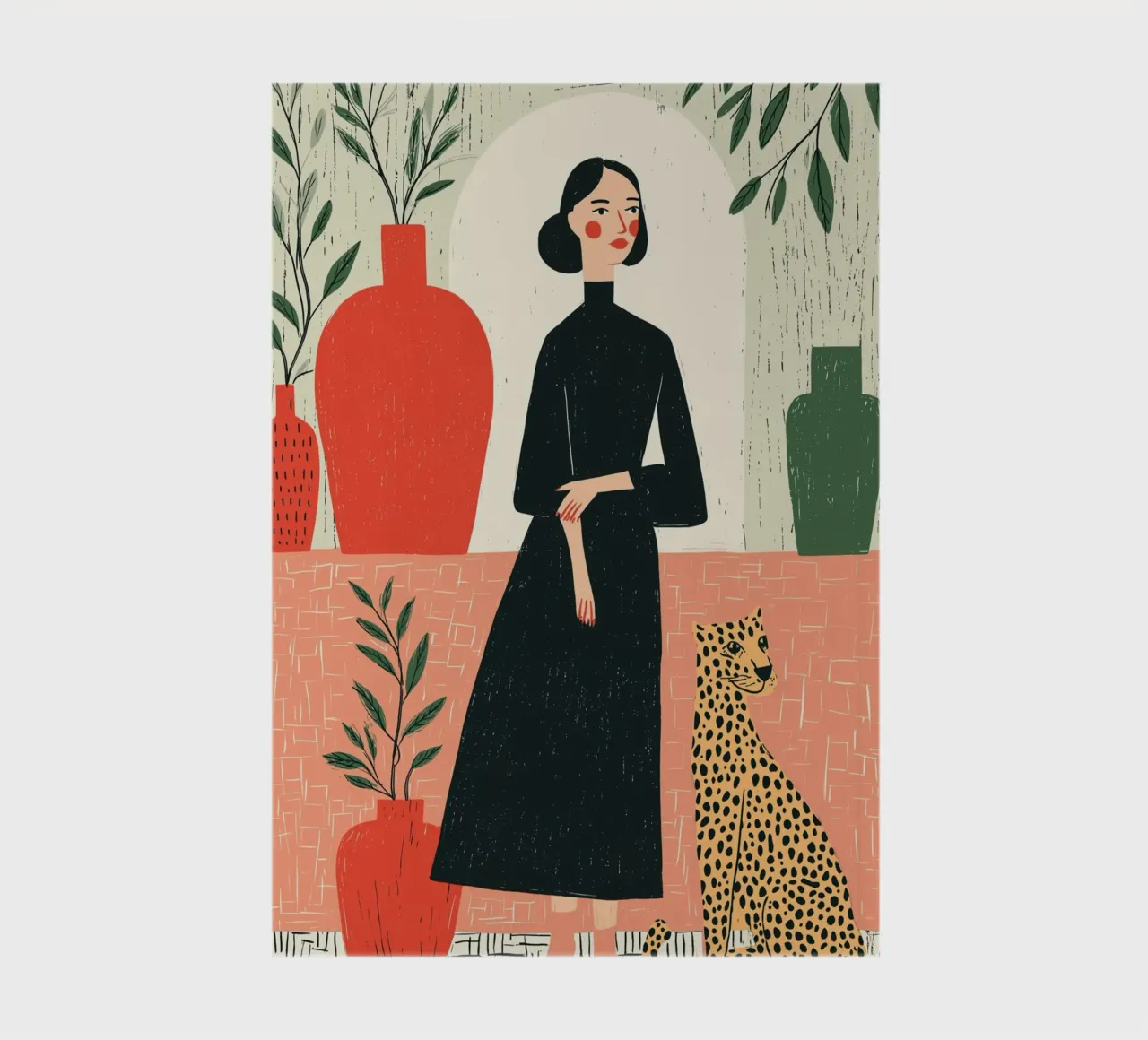 Donna chic e leopardo - Ritratto botanico d'interni diario da vintagepod