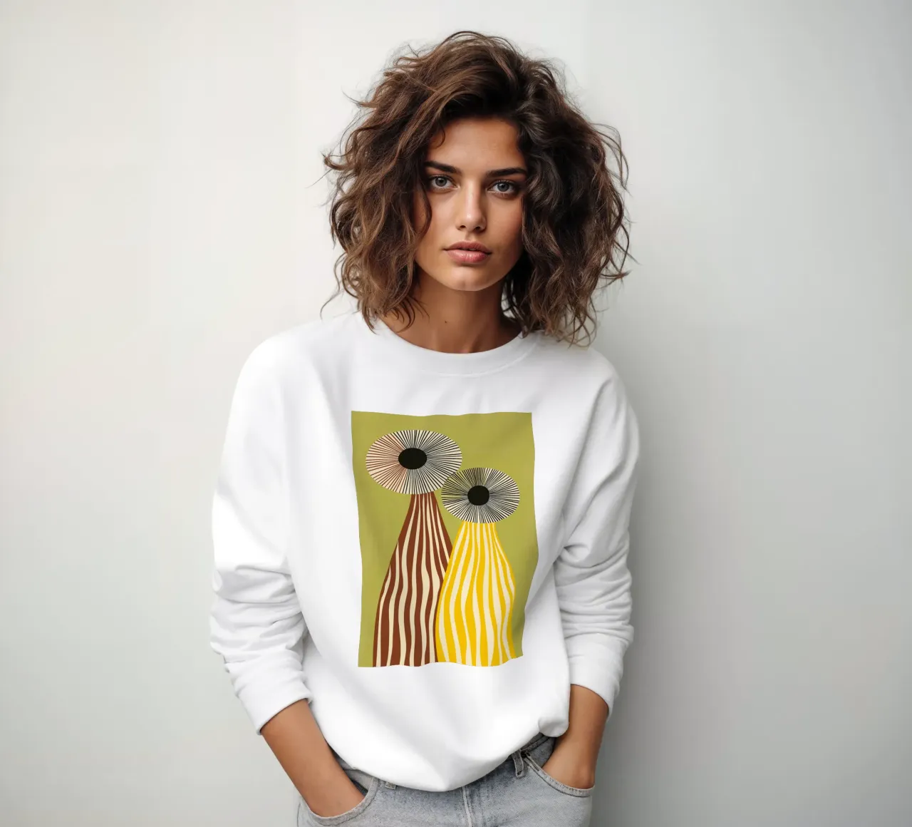 Jarrones abstractos modernos de mediados de siglo - Rayas llamativas sudadera de vintagepod