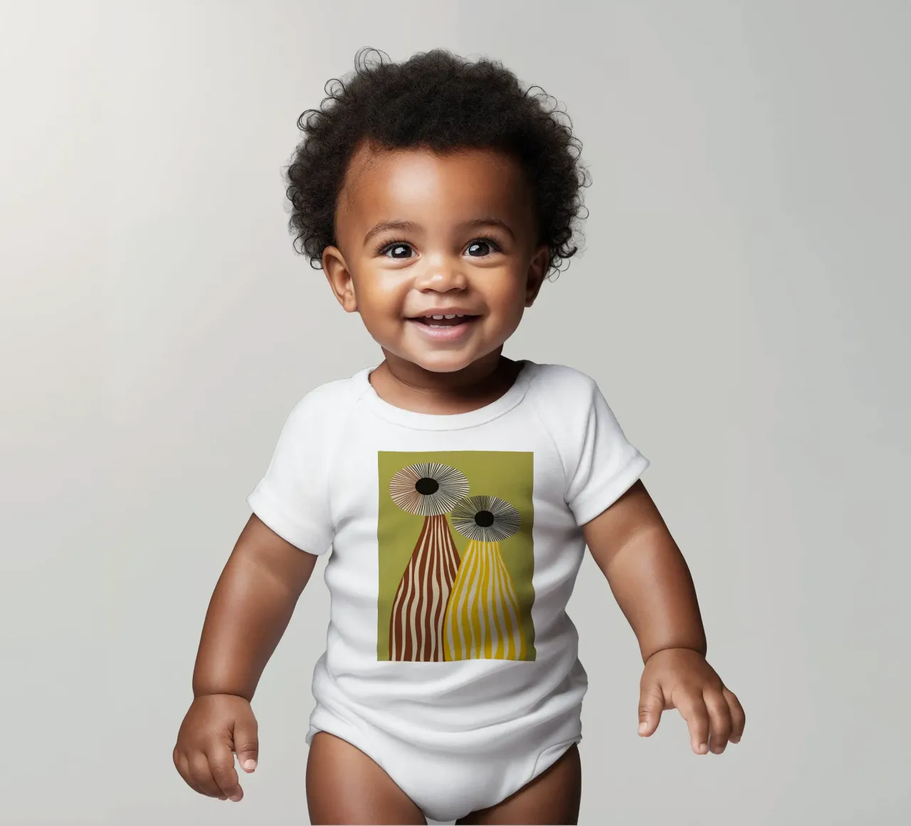 Moderne abstrakte Vasen aus der Jahrhundertmitte - Auffällige Streifen Kurzarm Babybody von vintagepod