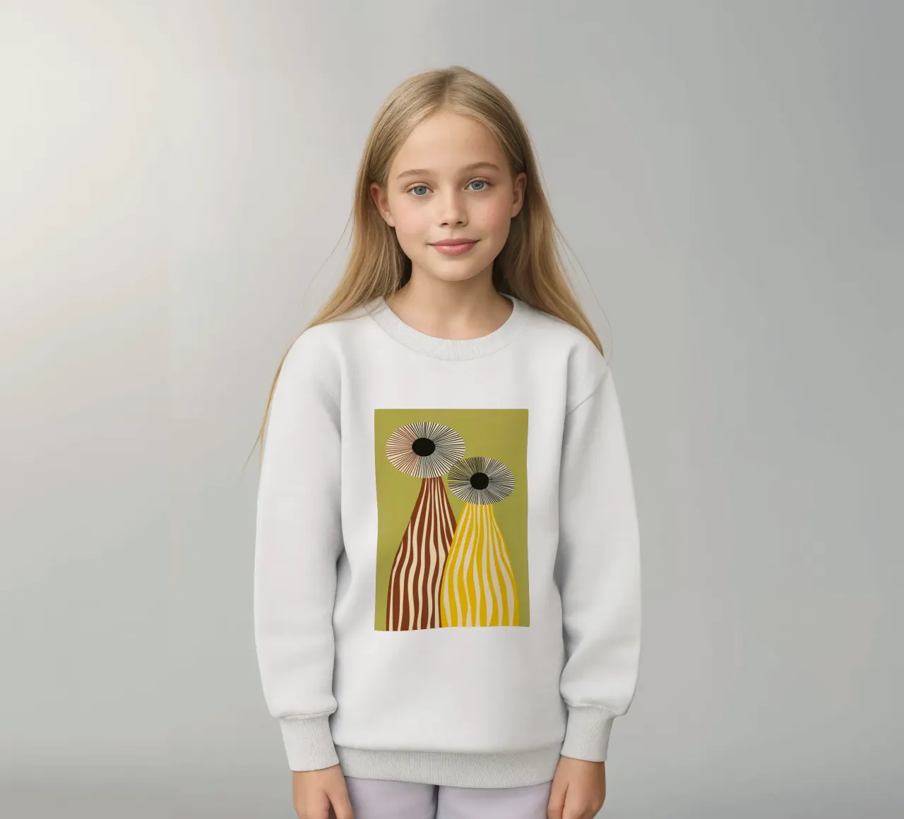 Mid-Century Modern Abstract Vases - Eye-Catching Stripes kids sweatshirt by vintagepod