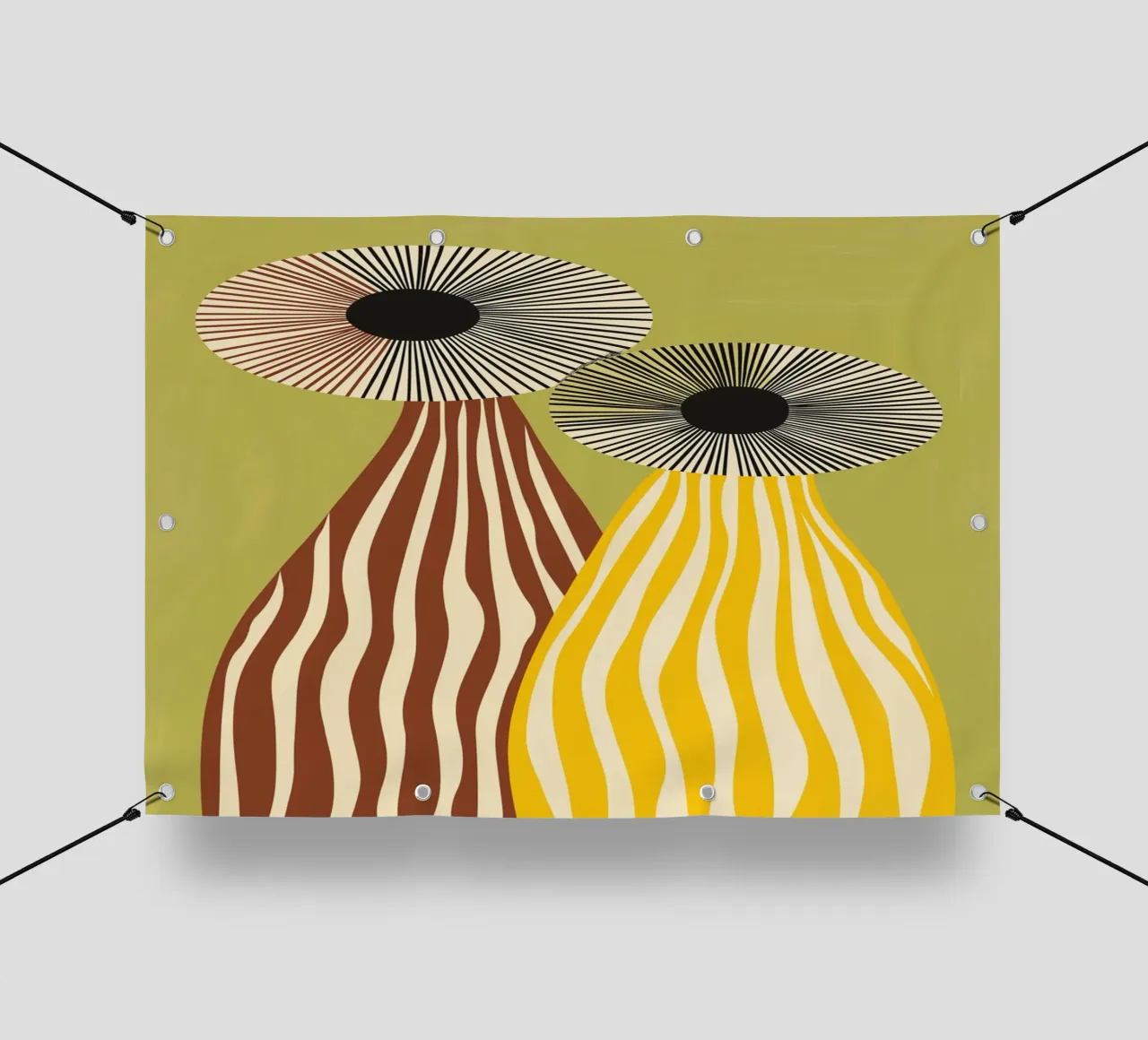 Mid-Century Modern Abstract Vases - Eye-Catching Stripes pvc cover by vintagepod