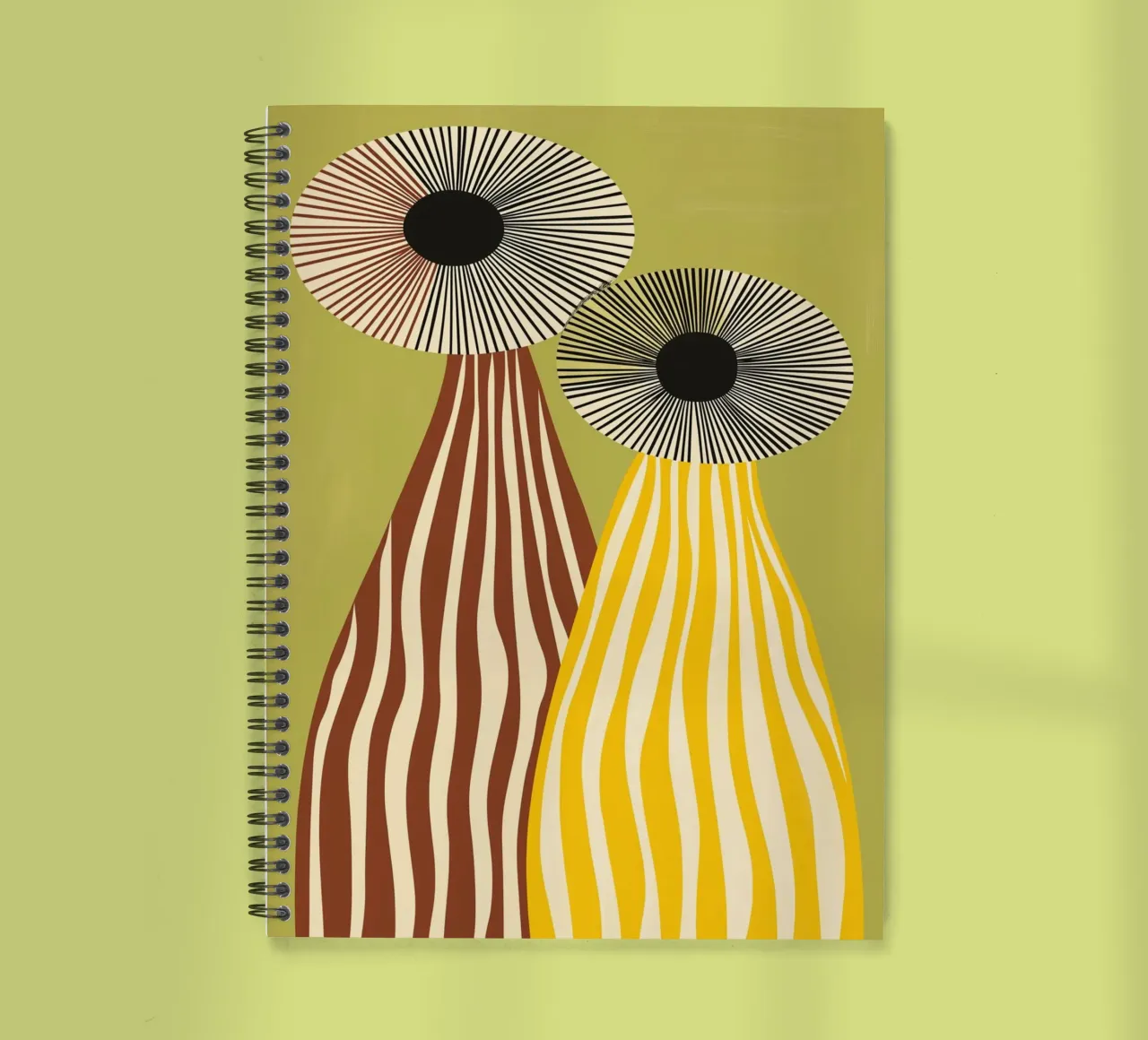 Mid-Century Moderne Abstracte Vazen - In het oog springende Strepen notitieboek met spiraal van vintagepod
