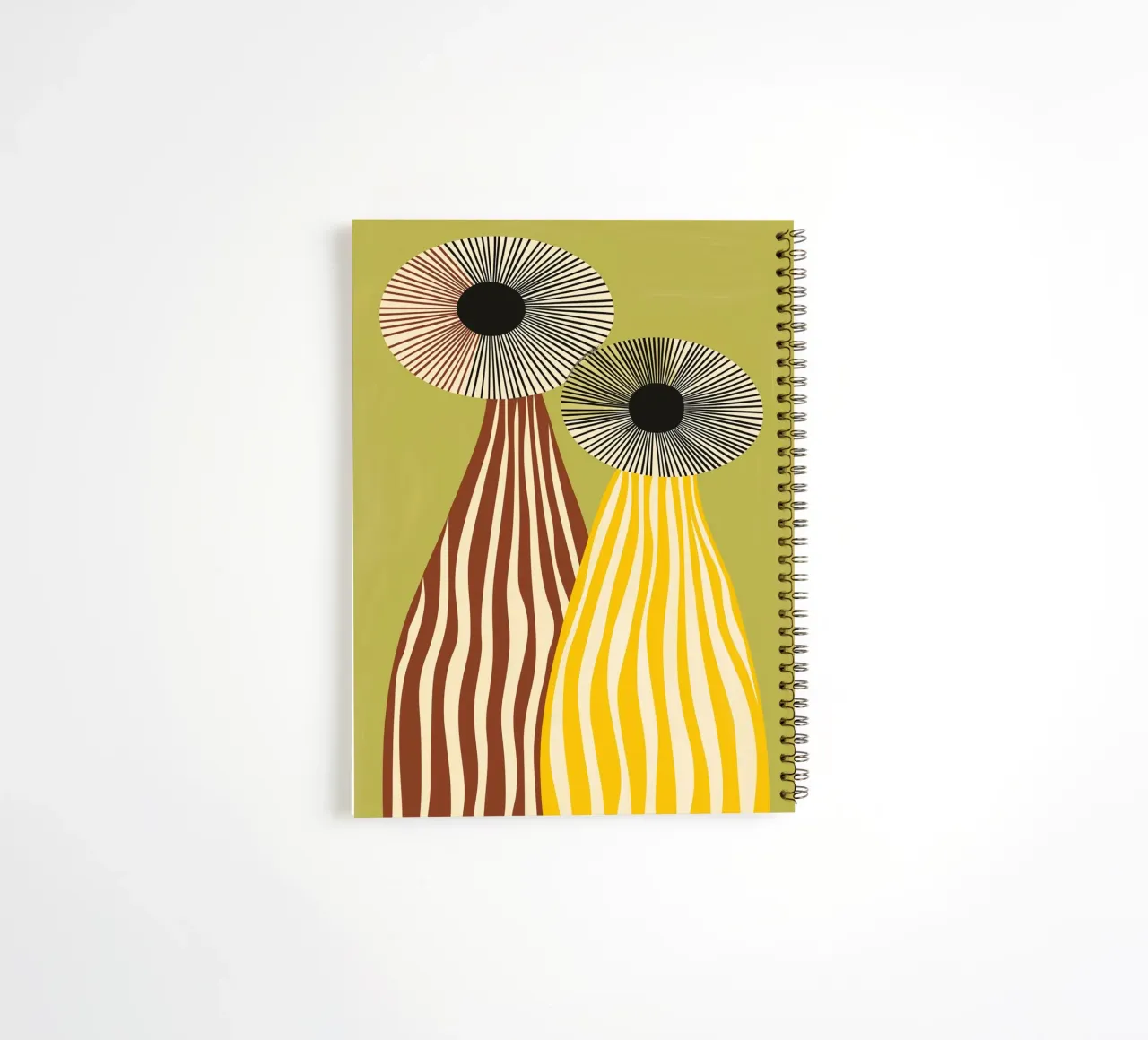 Mid-Century Moderne Abstracte Vazen - In het oog springende Strepen notitieboek met spiraal van vintagepod