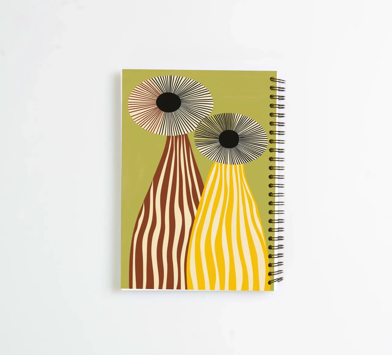 Mid-Century Moderne Abstracte Vazen - In het oog springende Strepen notitieboek met spiraal van vintagepod