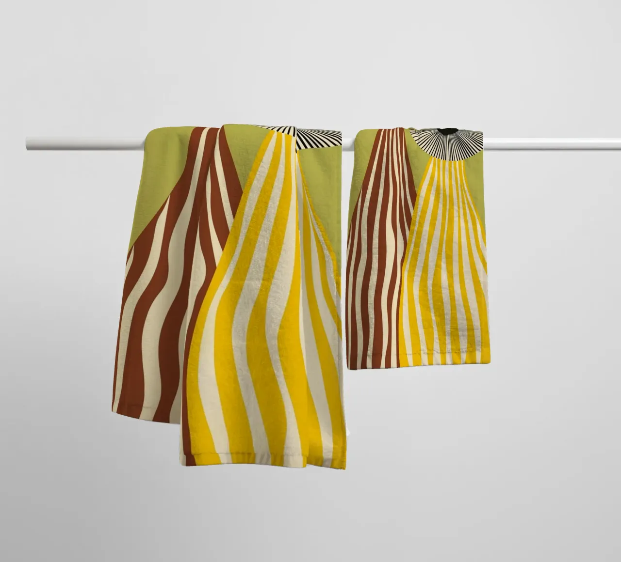 Jarrones abstractos modernos de mediados de siglo - Rayas llamativas toalla de baño de vintagepod