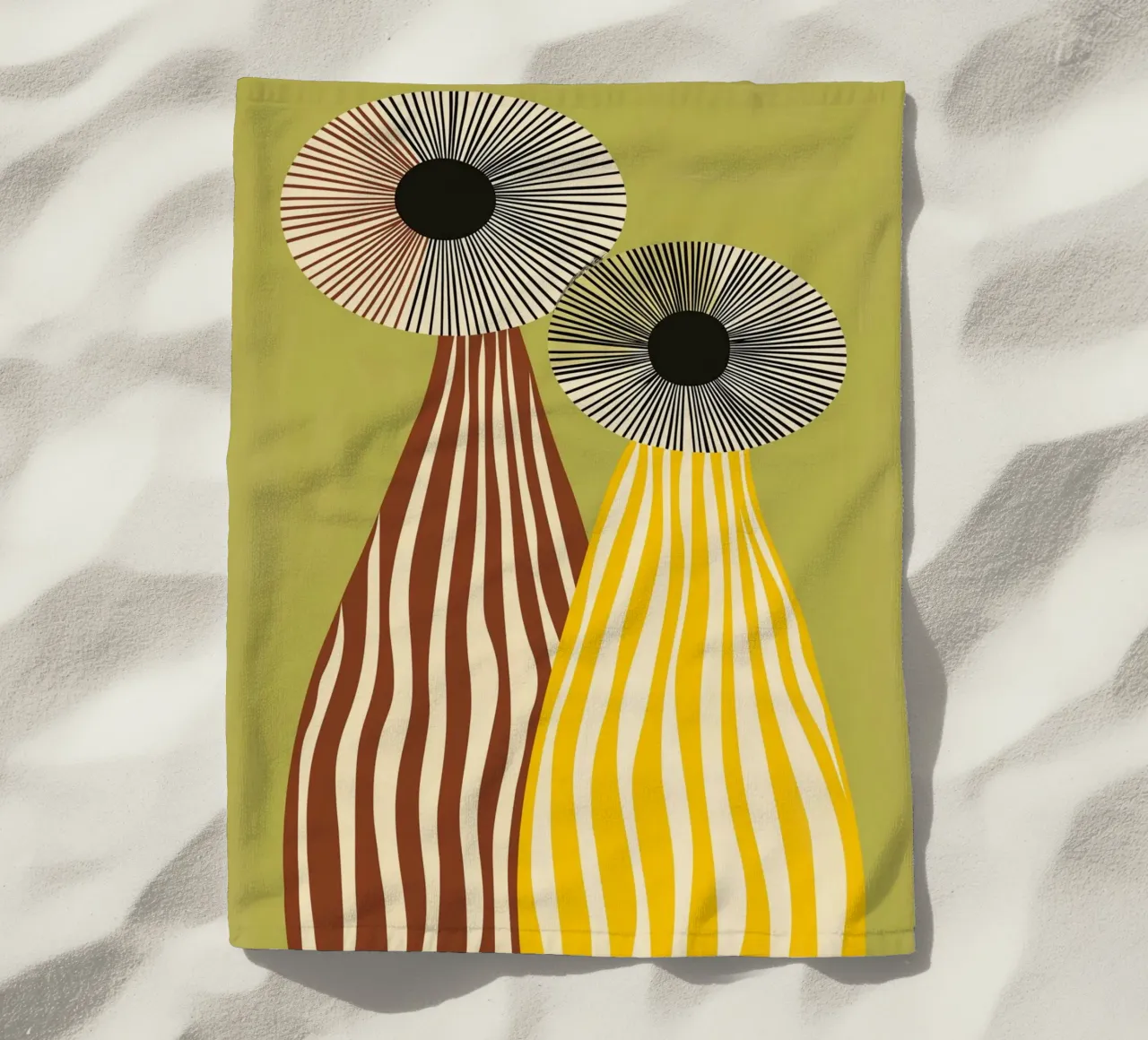 Mid-Century Modern Abstract Vases - Eye-Catching Stripes beach towel by vintagepod