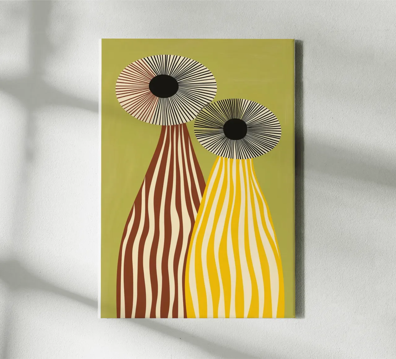 Mid-Century Moderne Abstracte Vazen - In het oog springende Strepen canvas van vintagepod