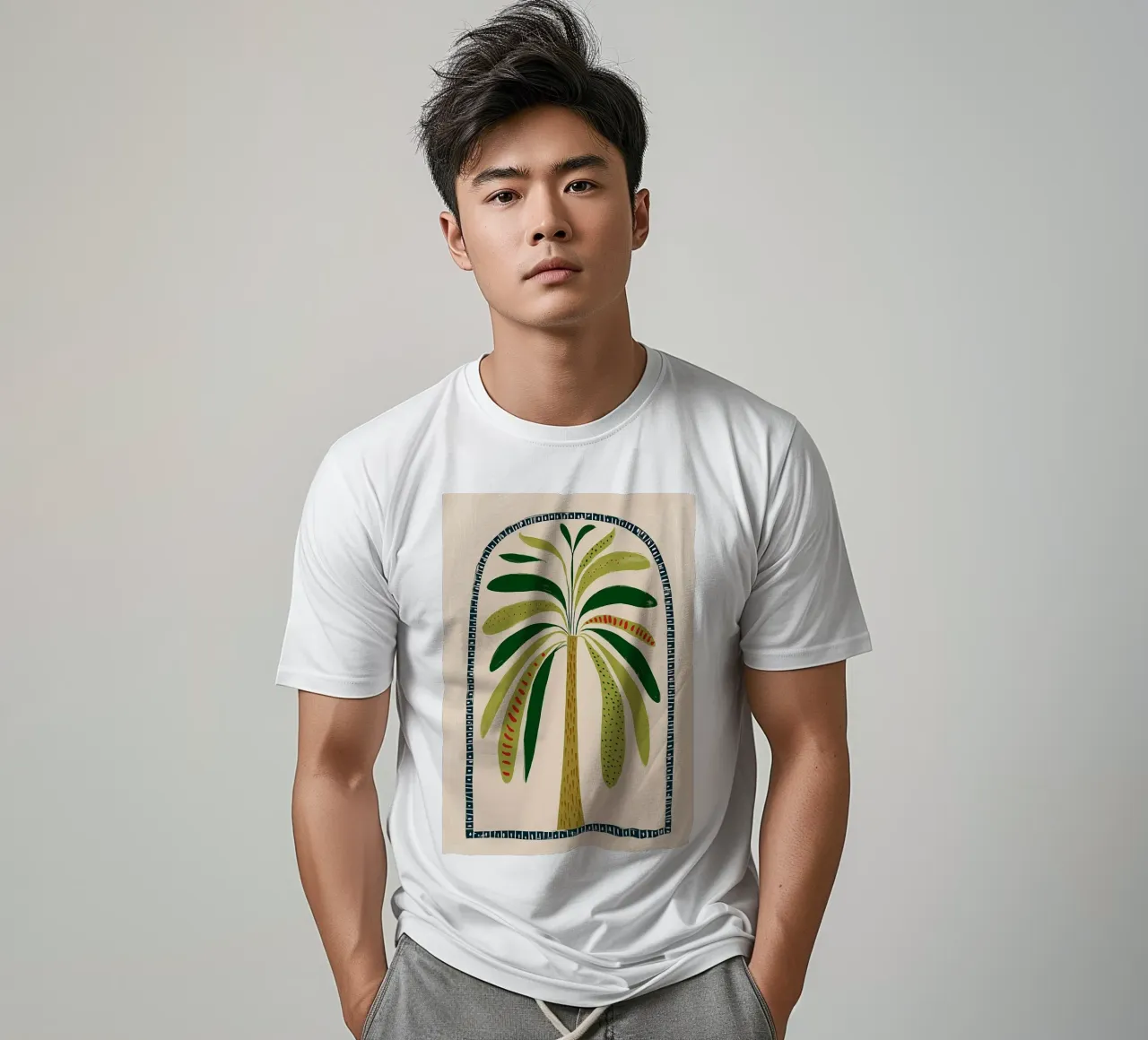 Boho palmboom boog - abstracte volkskunst print t-shirt van vintagepod