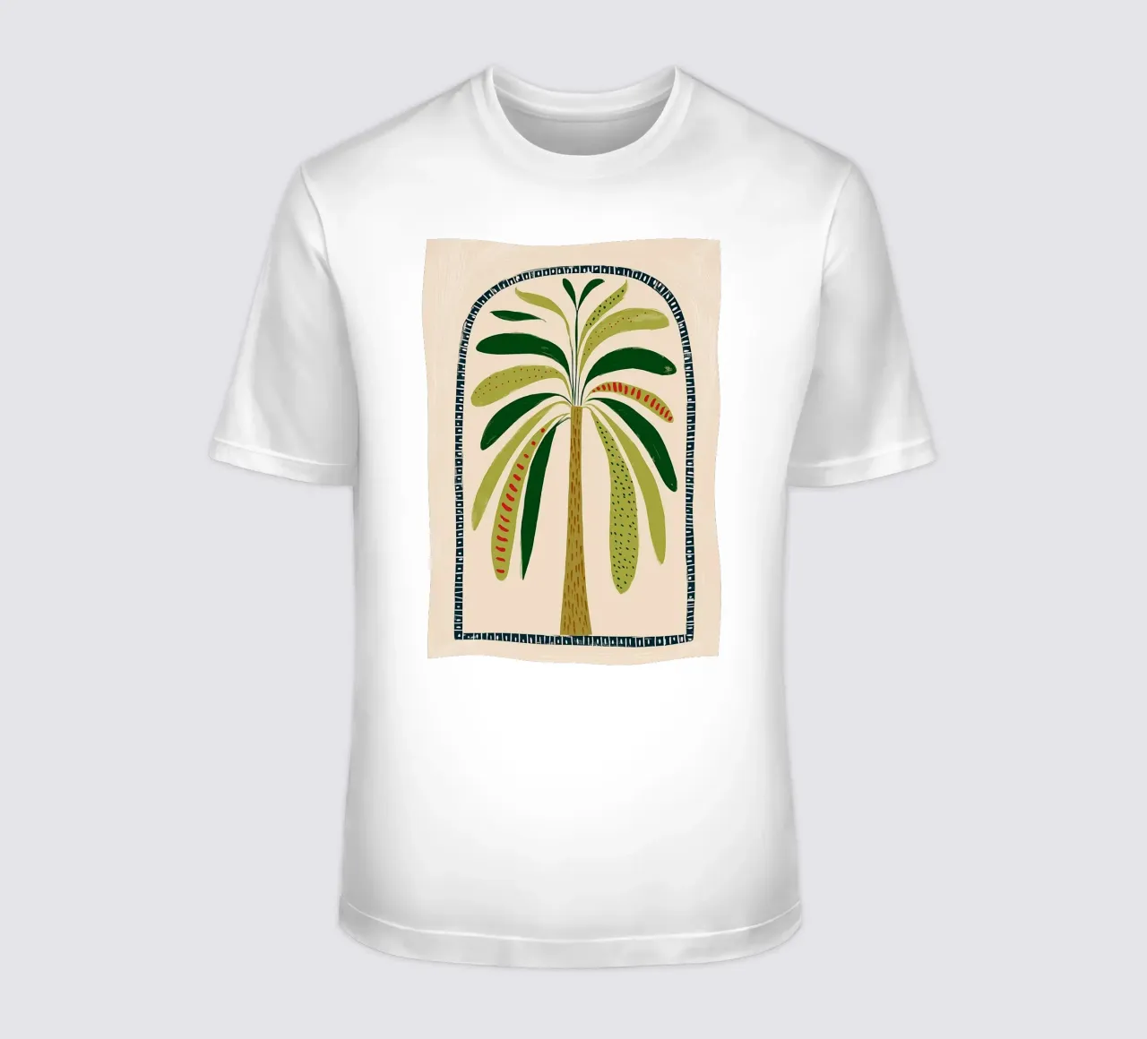 Boho palmboom boog - abstracte volkskunst print t-shirt van vintagepod