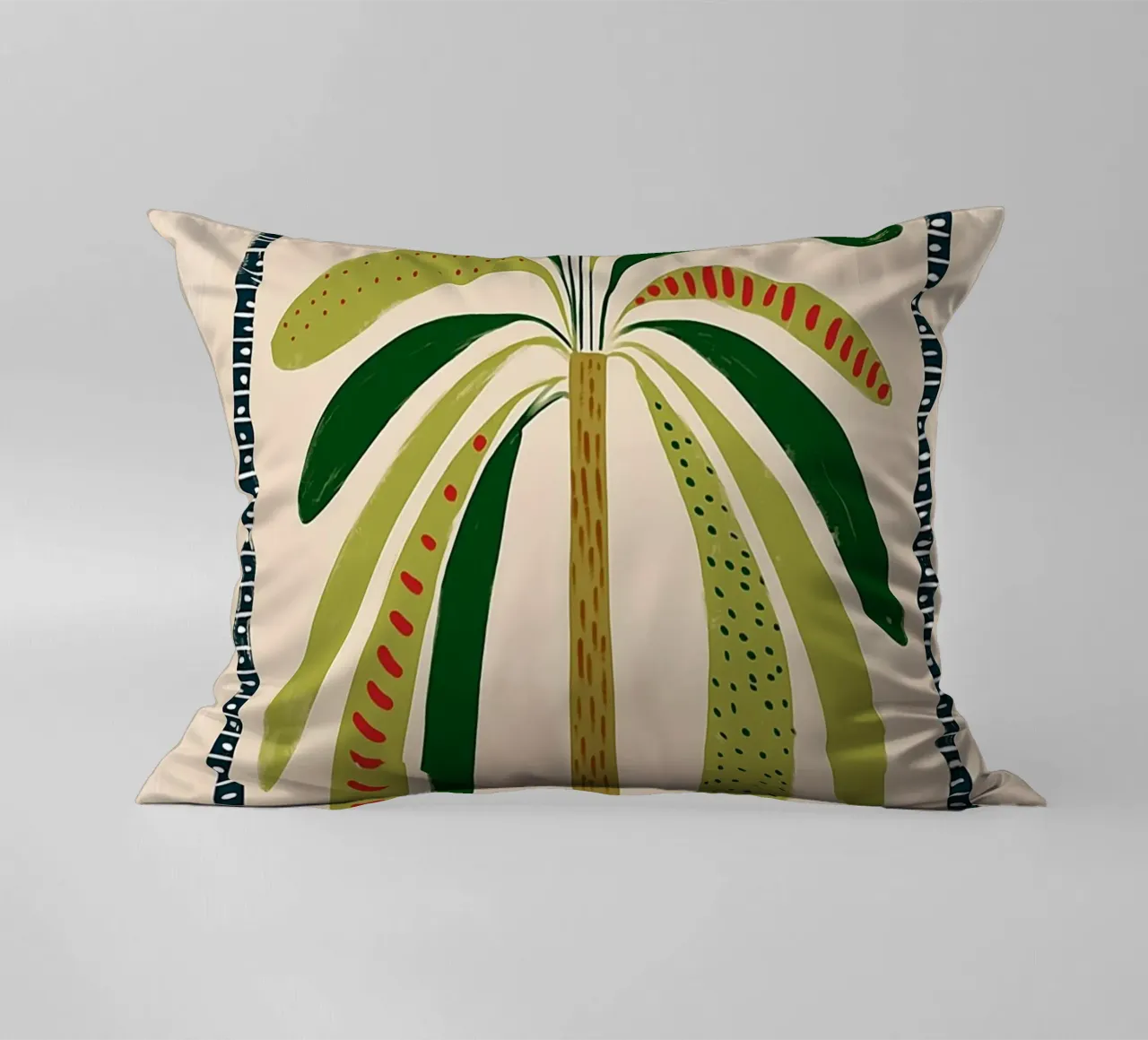 Boho palmboom boog - abstracte volkskunst print kussen van vintagepod