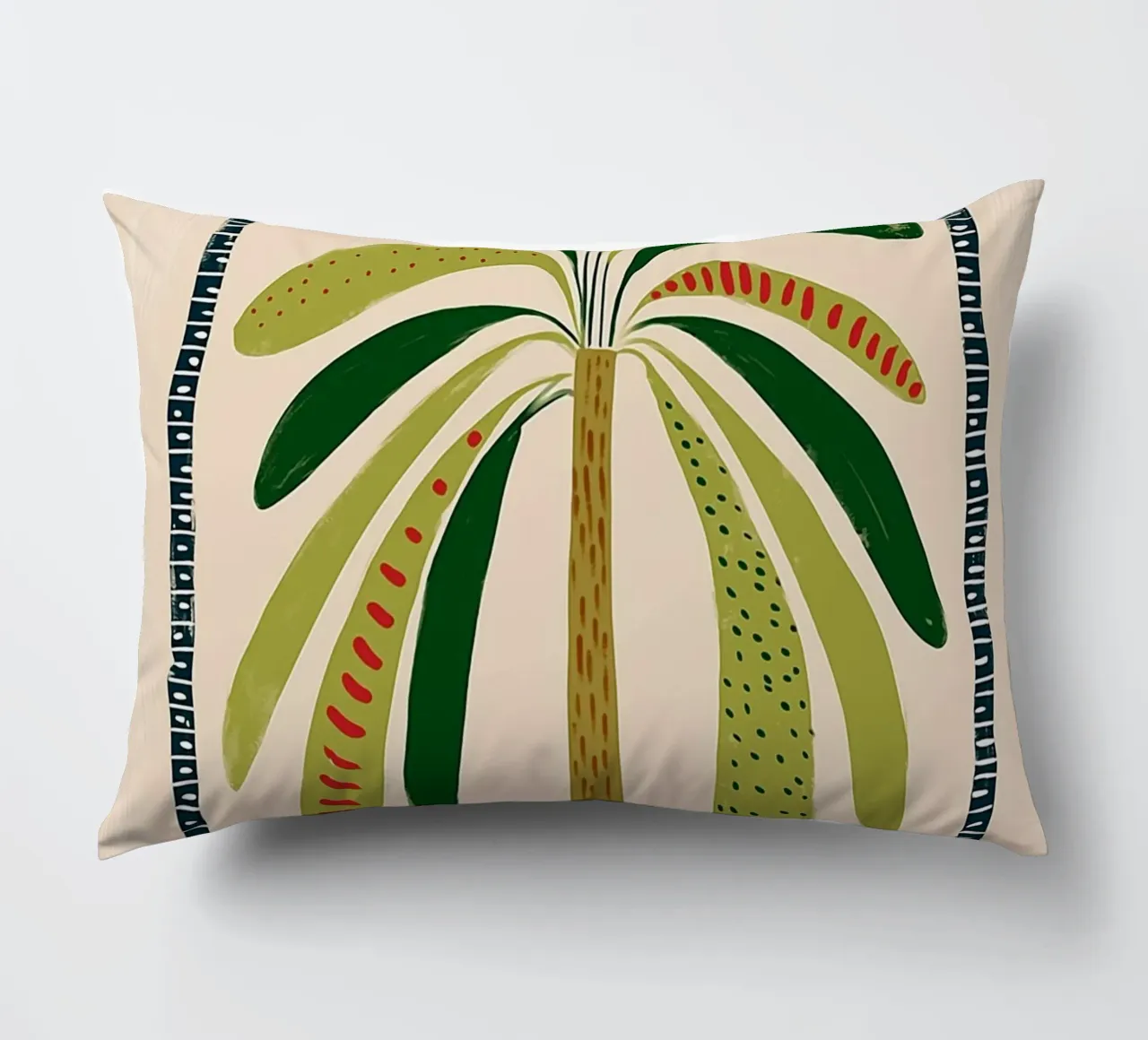 Boho palmboom boog - abstracte volkskunst print kussen van vintagepod