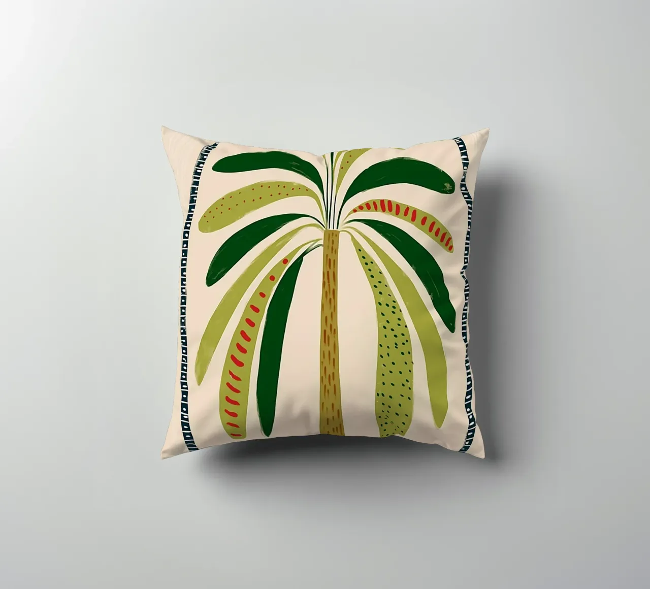 Boho palmboom boog - abstracte volkskunst print kussen van vintagepod