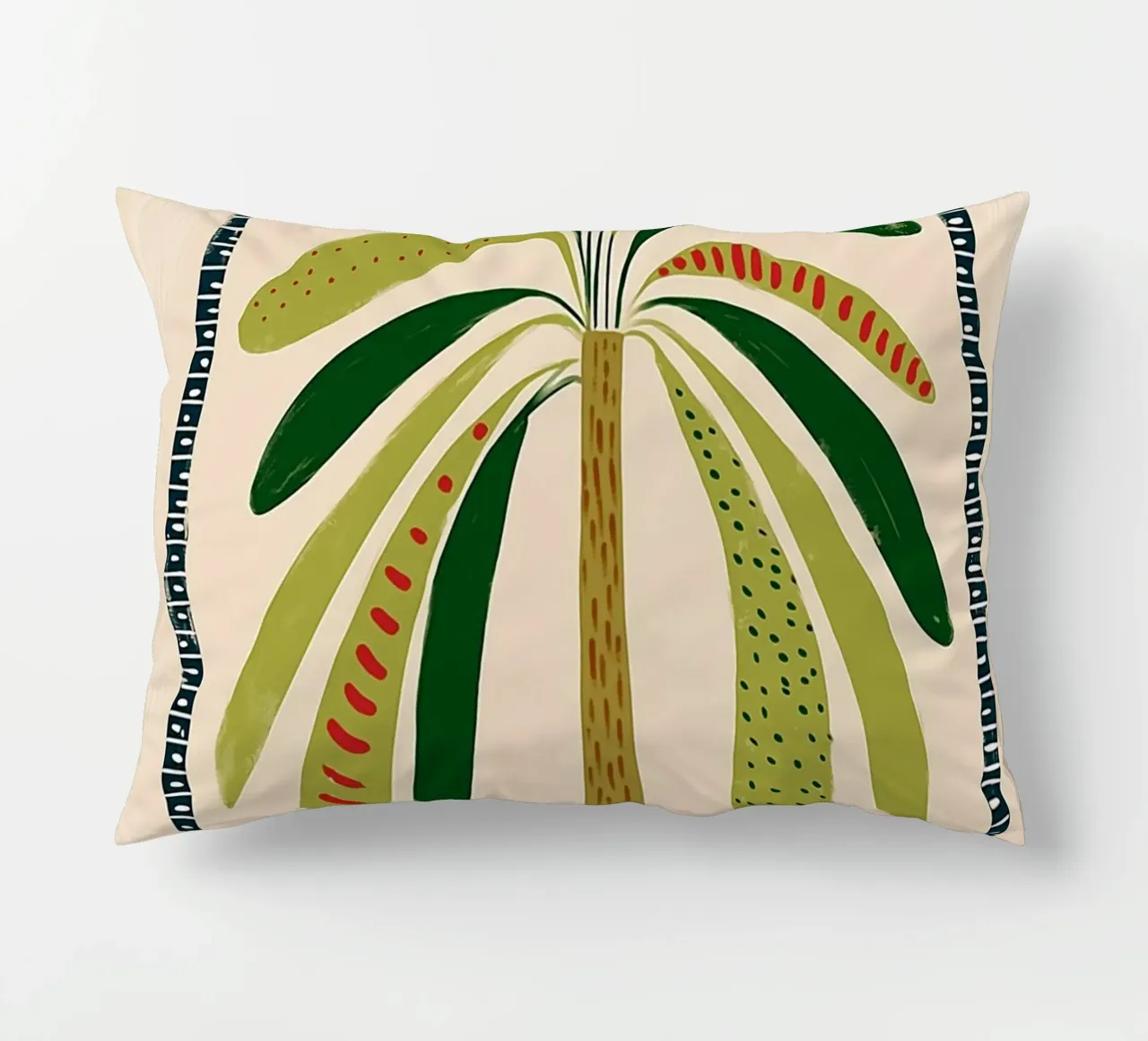 Boho palmboom boog - abstracte volkskunst print kussen van vintagepod