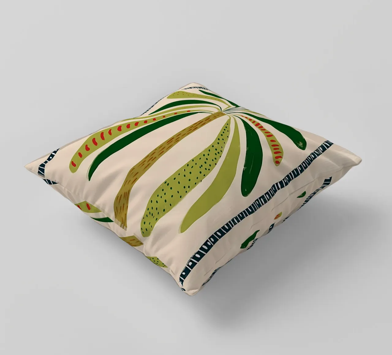 Boho palmboom boog - abstracte volkskunst print kussen van vintagepod