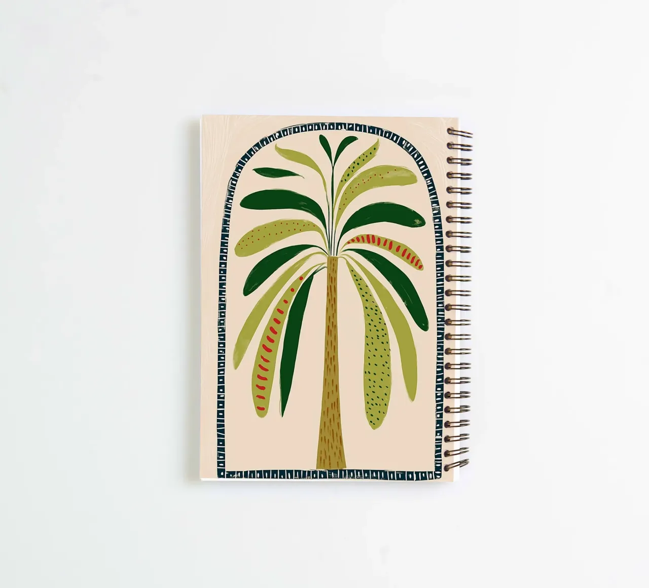 Boho Palm Tree Archway - Abstract Folk Art Print spiral notebook by vintagepod