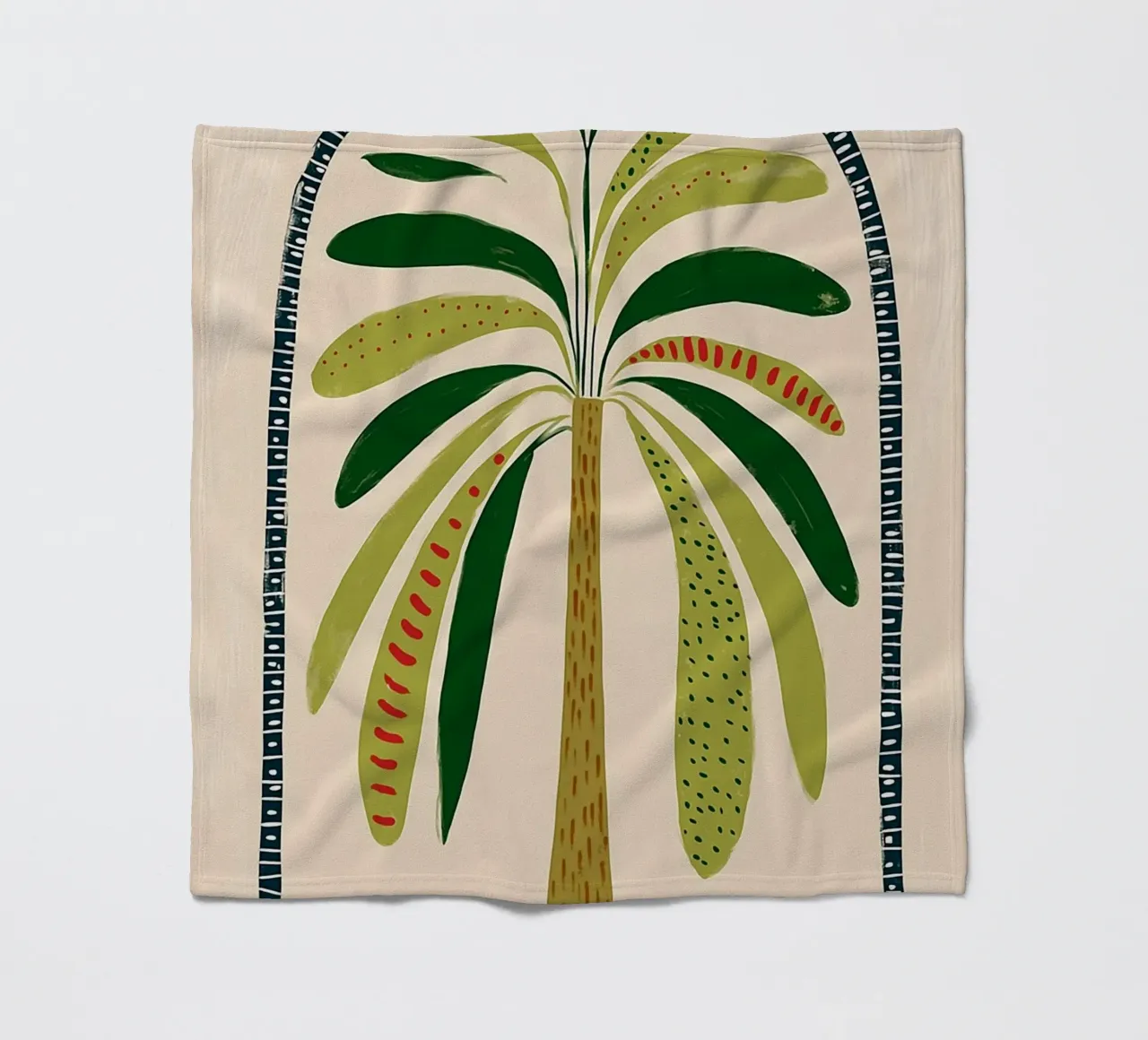 Boho Palm Tree Archway - Abstract Folk Art Print fleece blanket by vintagepod
