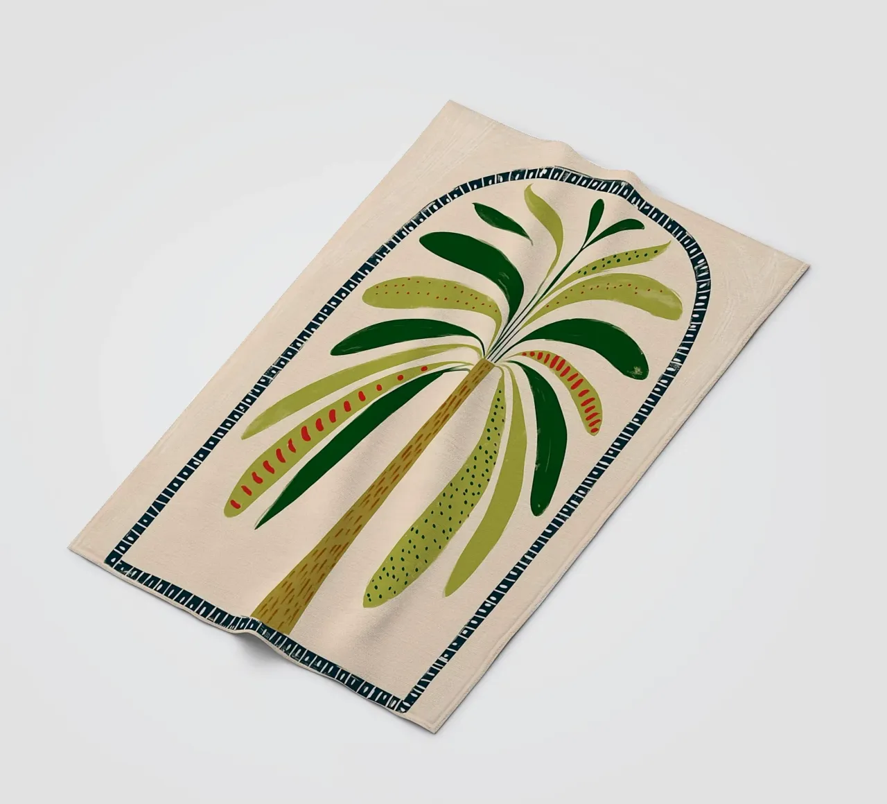 Boho Palm Tree Archway - Abstract Folk Art Print fleece blanket by vintagepod
